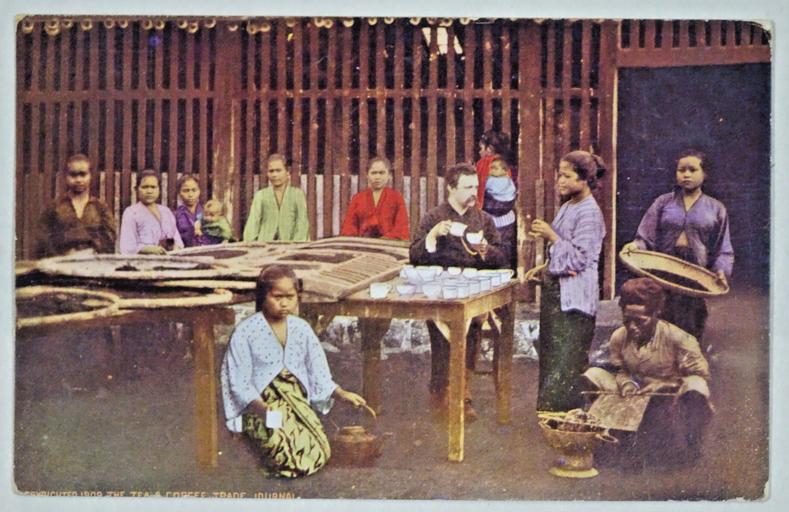 c1909 Postcard Javanese Tea factory Java Indonesia Miss Ida Rubly, Earlville IA