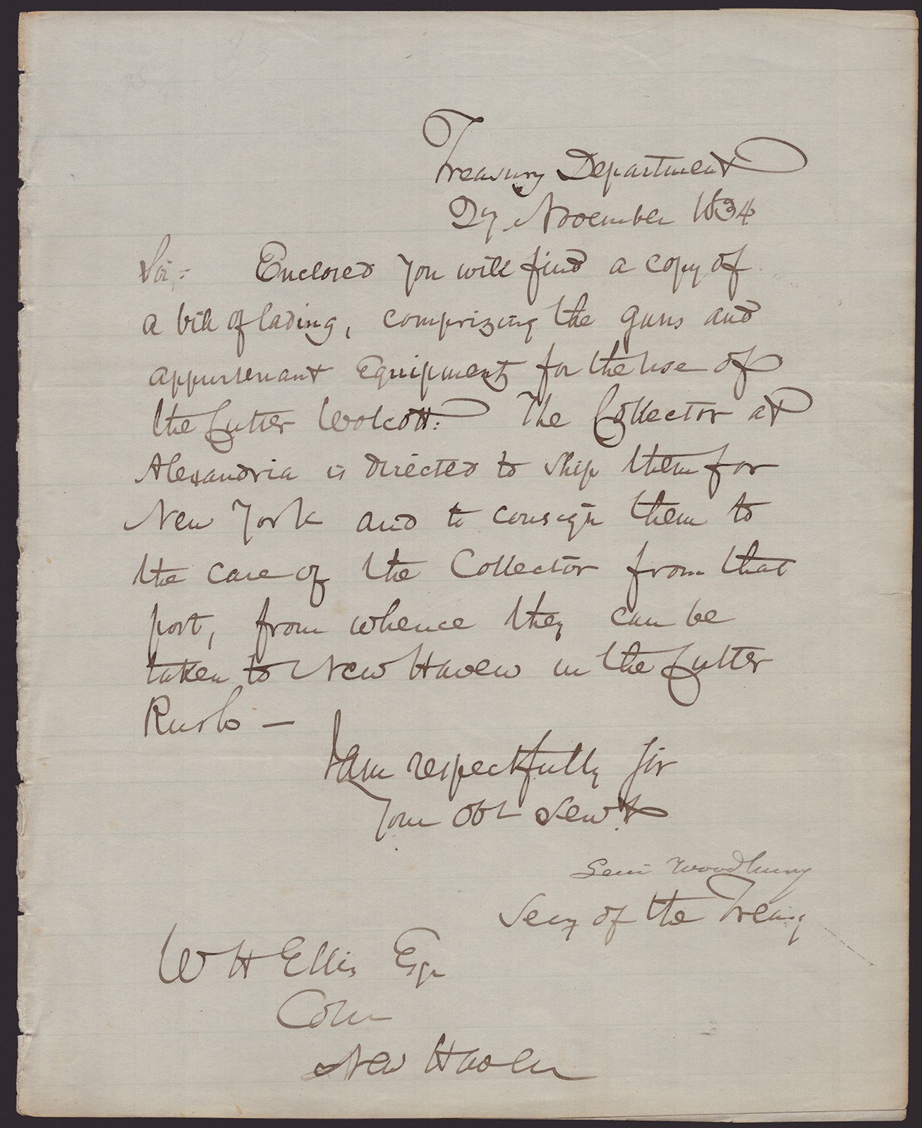 LEVI WOODBURY - MANUSCRIPT LETTER SIGNED 11/27/1834