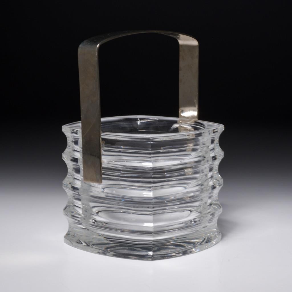 Vintage Cristallo Di Censo Crystal Ice Bucket Chrome Handle Barware Italy