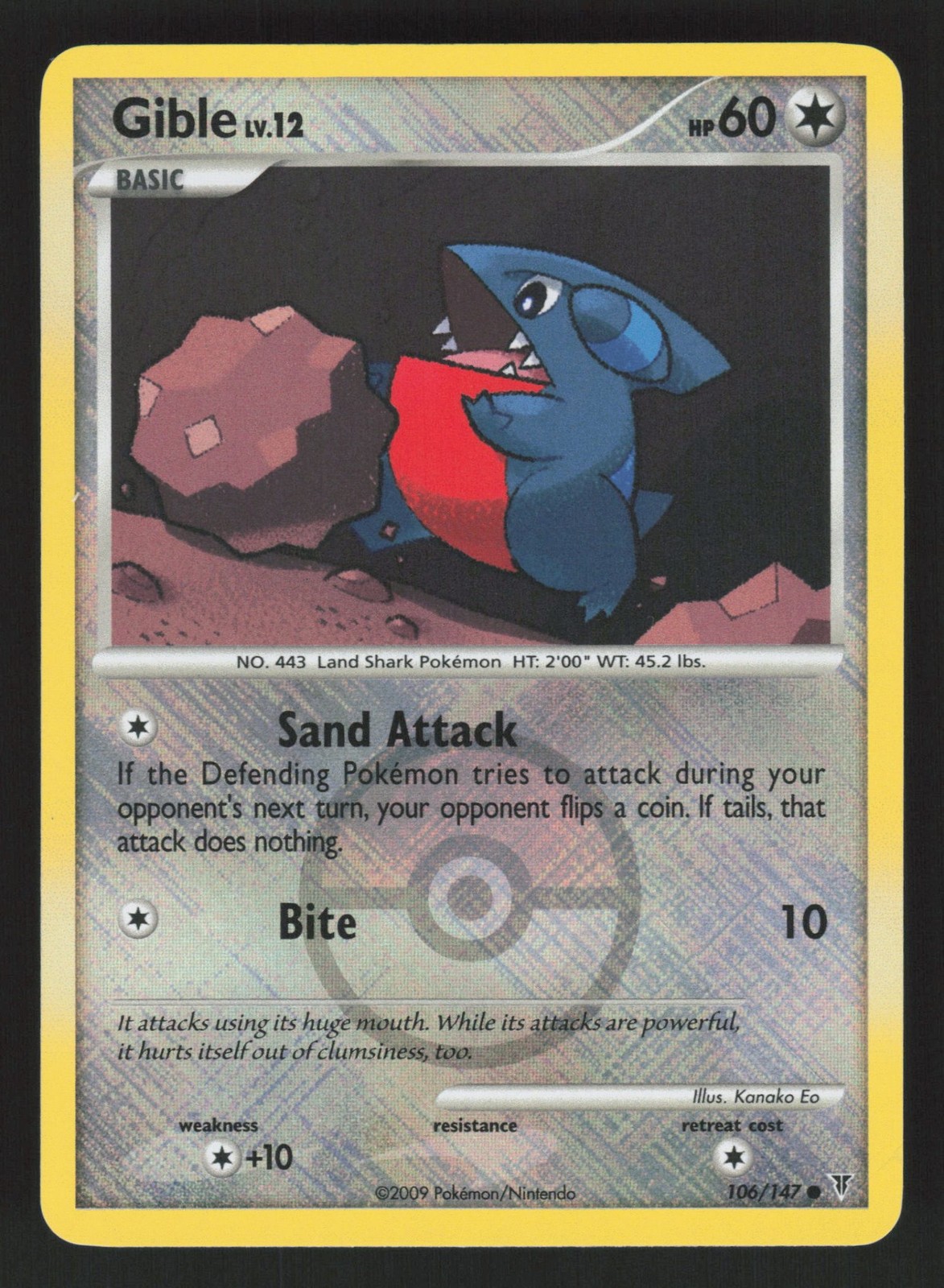 English NM Gible (Championship Promo) 106/147 PR Reverse Holofoil Pokemon