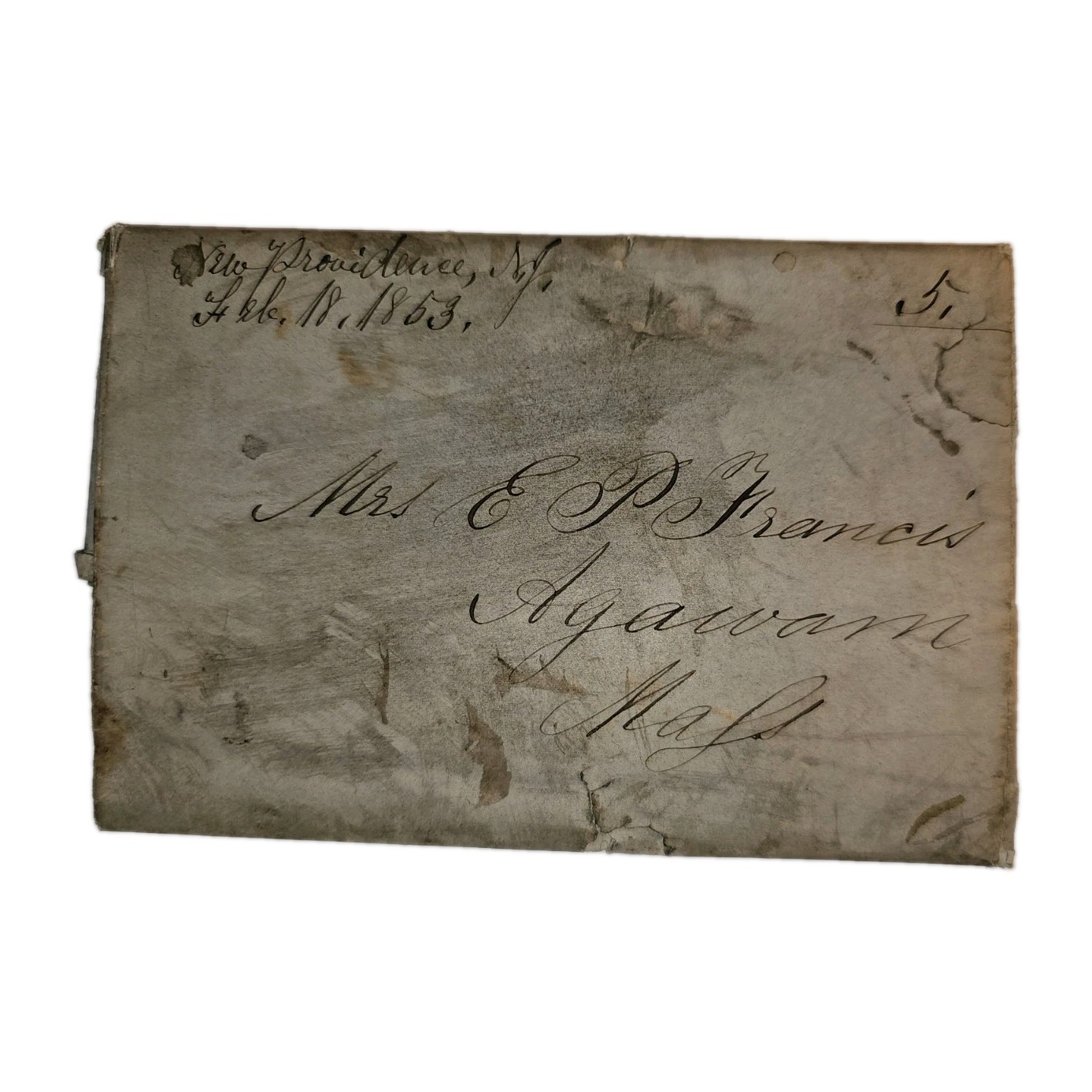 1853 NJ Female Schoolteacher Mourning Student Death New Providence To Agawam NY