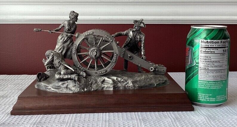 R. Sullivan Molly Pitcher Battle of Monmouth Pewter Figurine on Wood Base