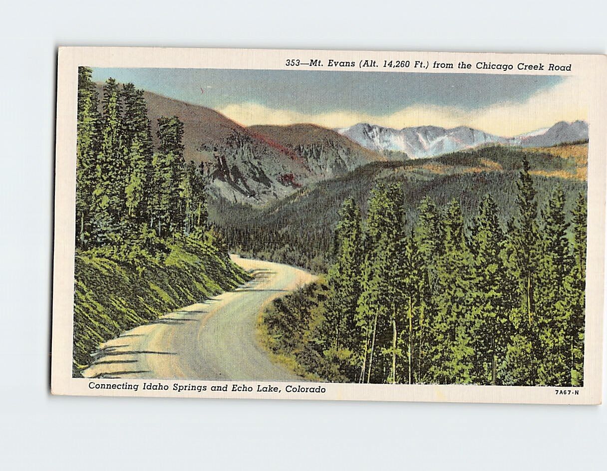 Postcard Mt. Evans Idaho Springs & Echo Lake Colorado USA
