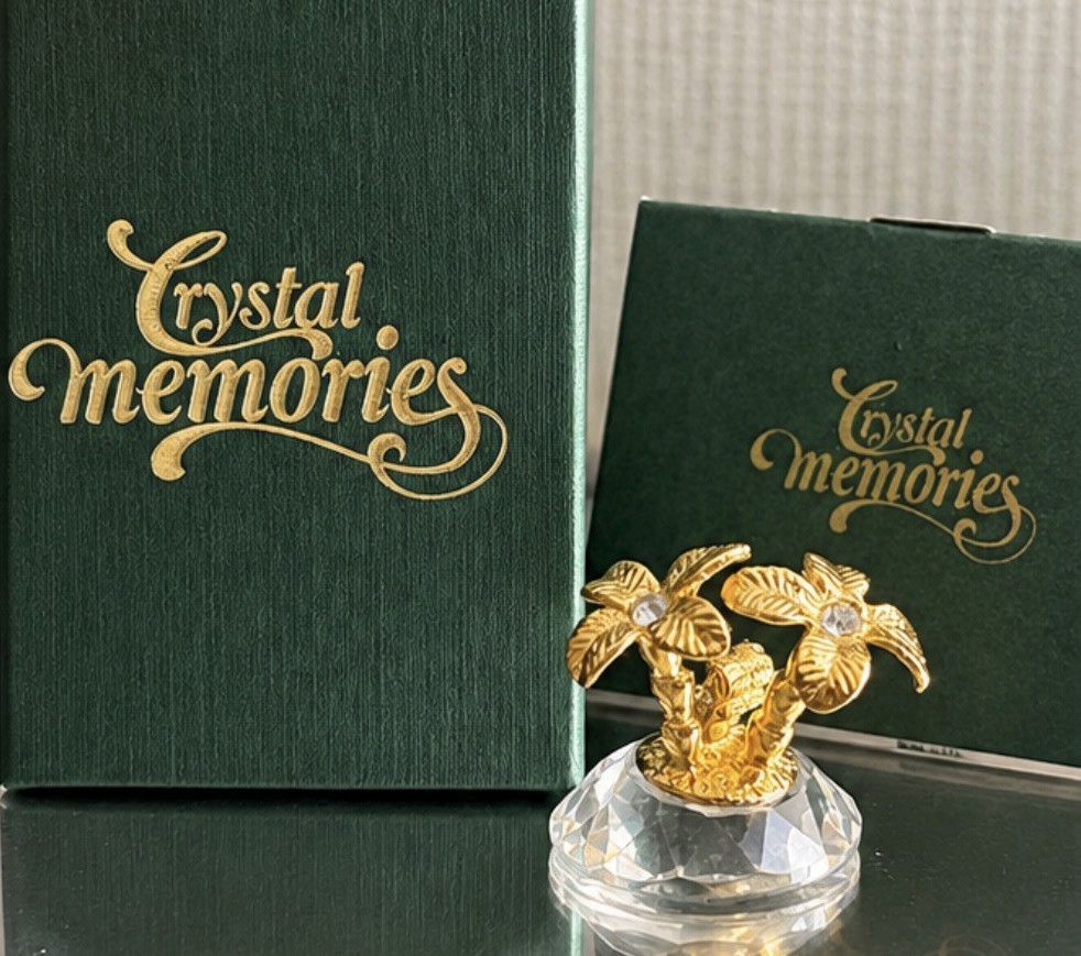 Swarovski Crystal Memories Treasure Island Palm Trees Gold Crystal w Box Vintage