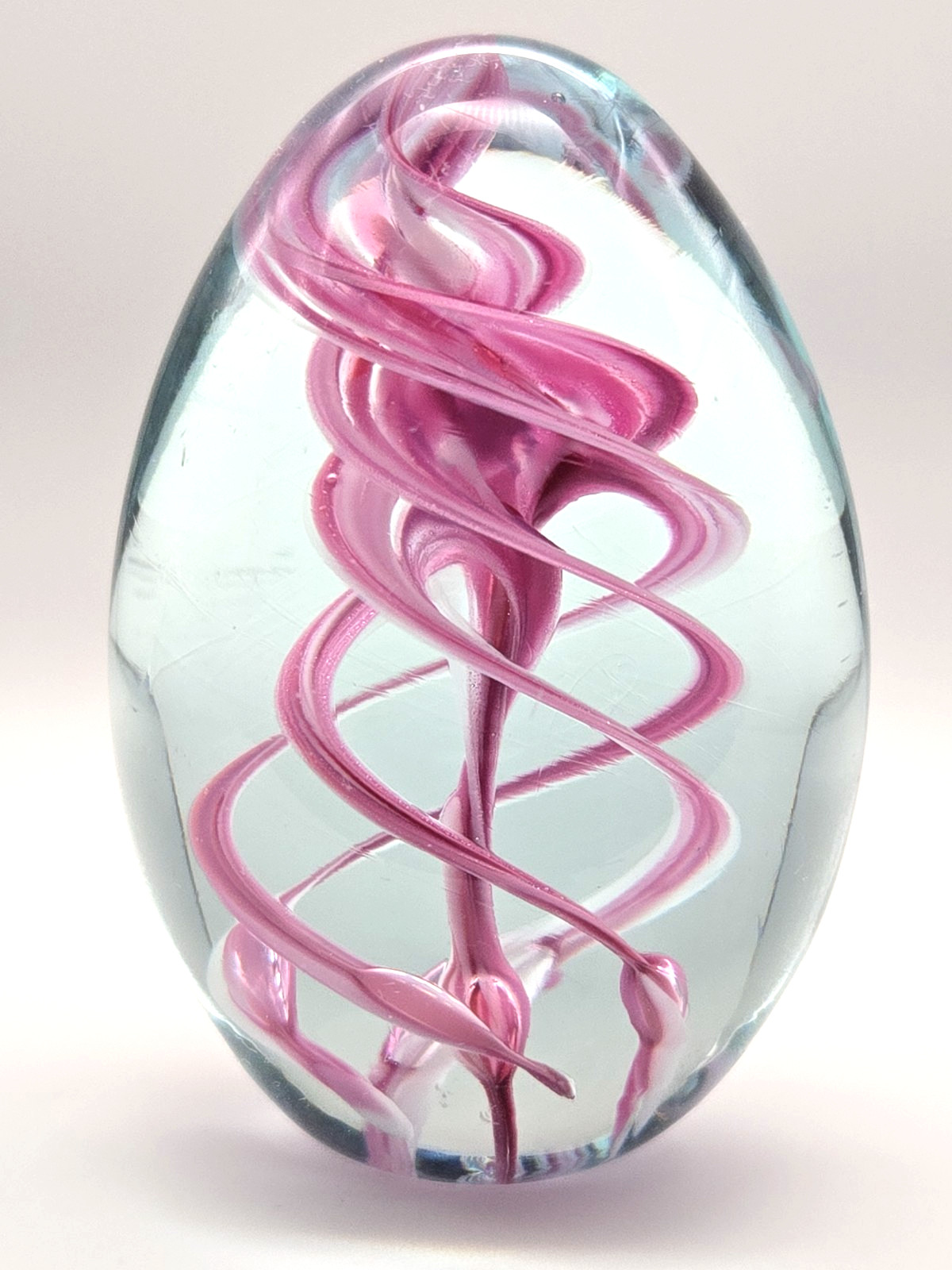 🥚 Signed OBG 1988 Pink Helix Swirl Egg 3
