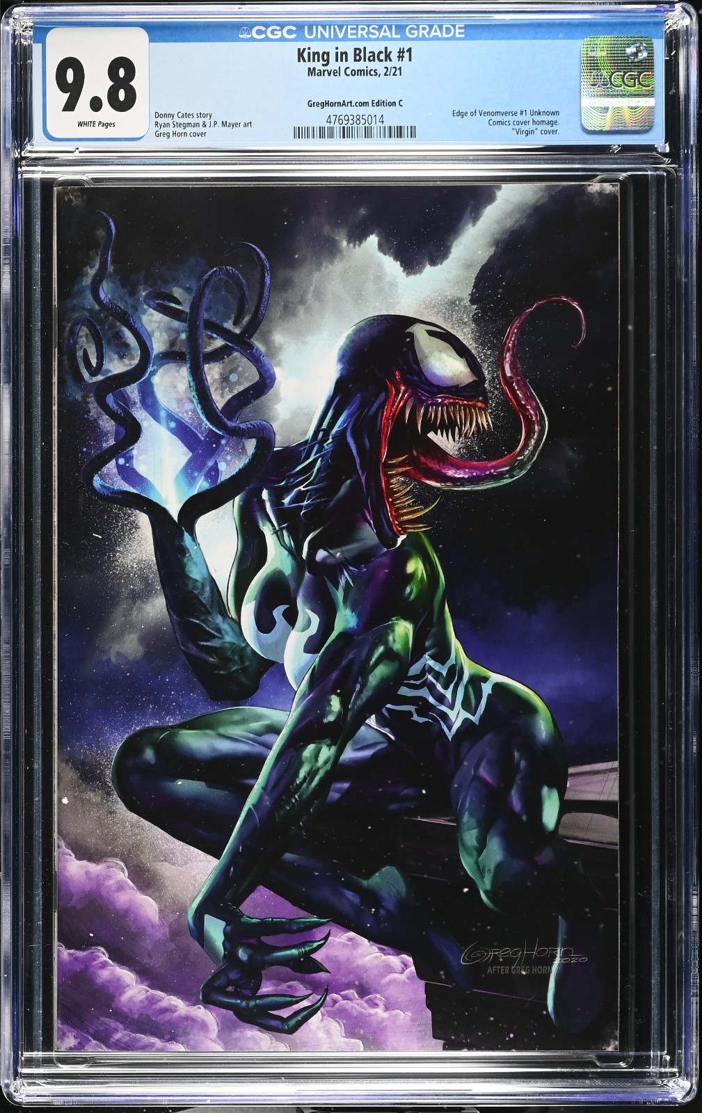 King in Black #1 CGC 9.8 Greg Horn Art .com Virgin Variant C Cover Queen