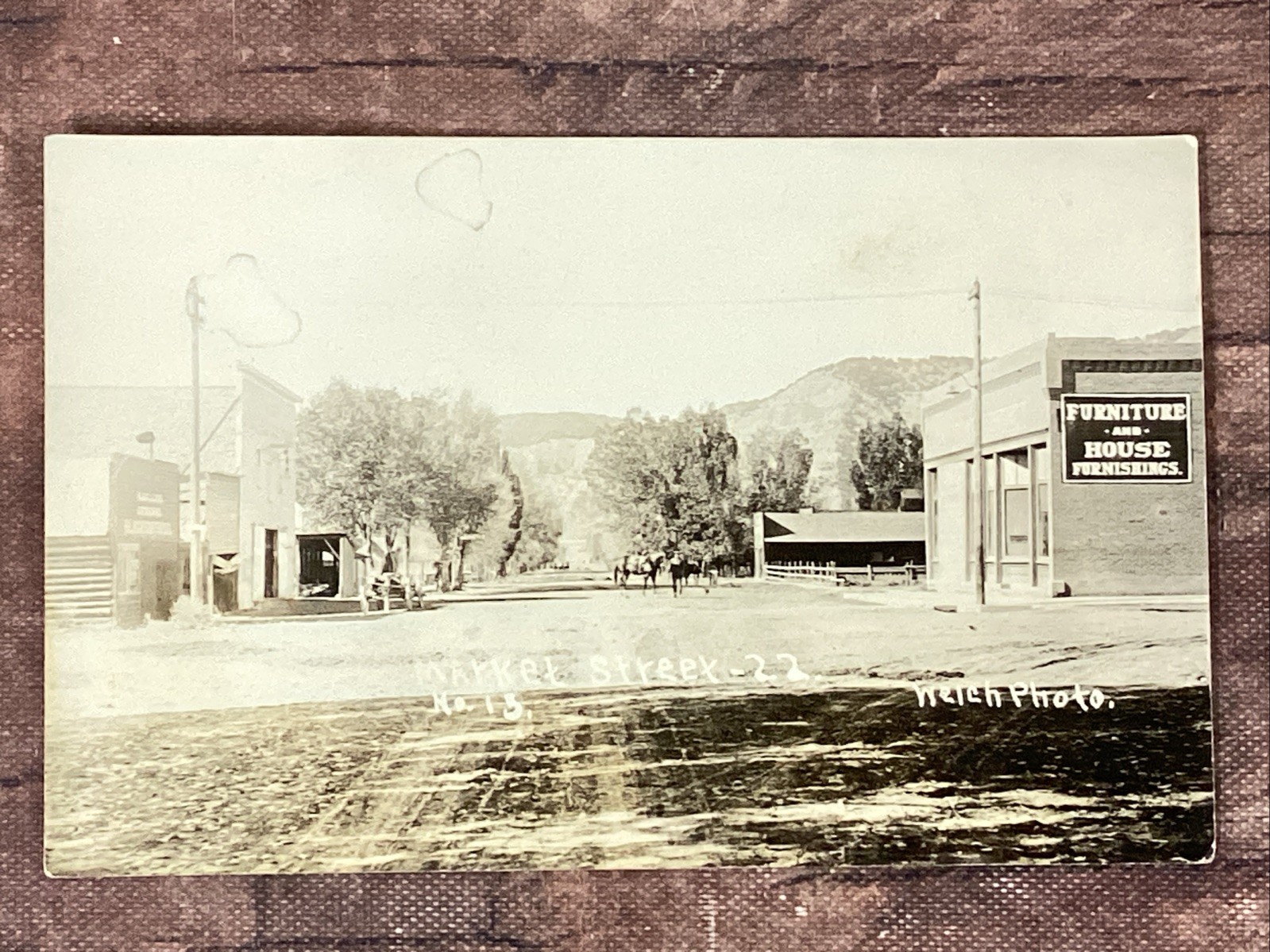 RPPC Welch Photo Market Street No 13 Unidentified Western Town Real Photo PC