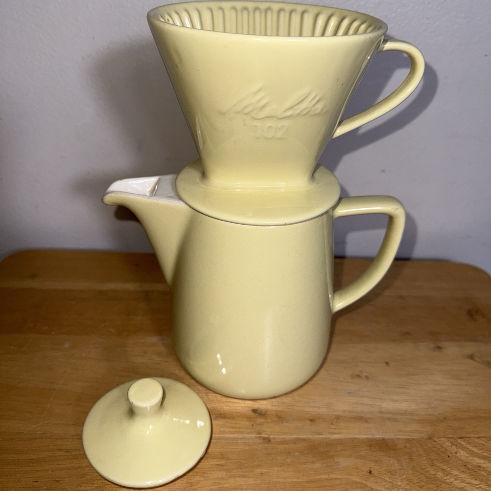 Vintage 3Pc Yellow Melitta #101 Ceramic Pour Over Coffee Maker Complete Set Vintage 3Pc Yellow Melitta #101 Ceramic Pour Over Coffee Maker Complete Set