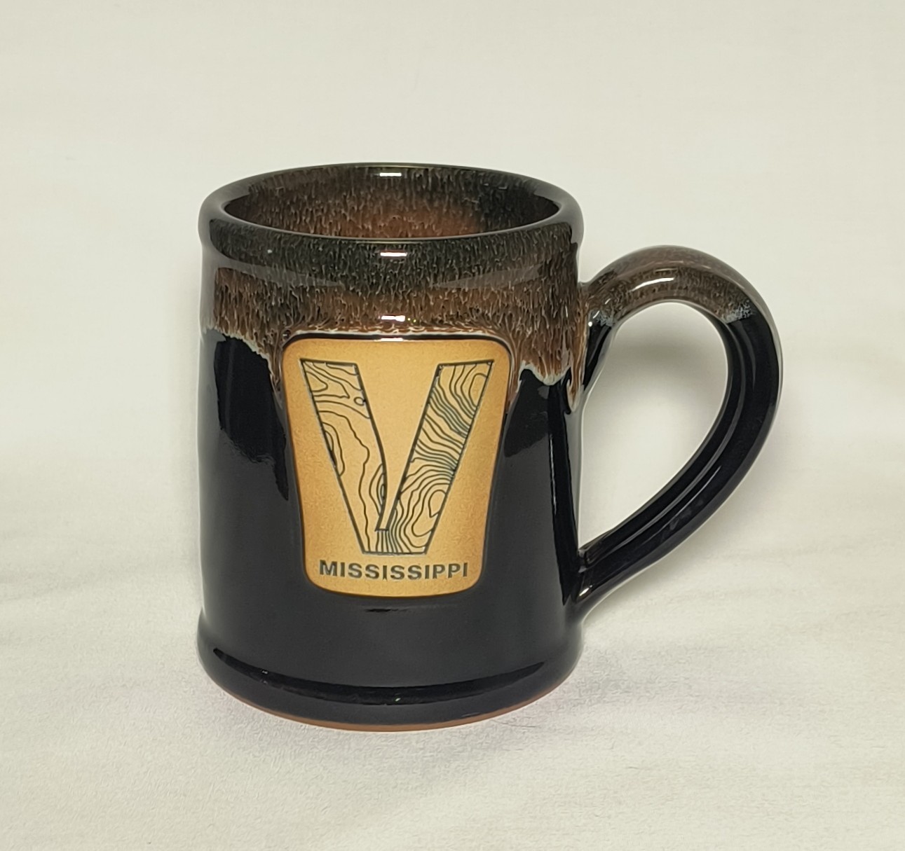 Deneen Pottery Mississippi Topographical Contour Lines in Letter V 2024 Mug