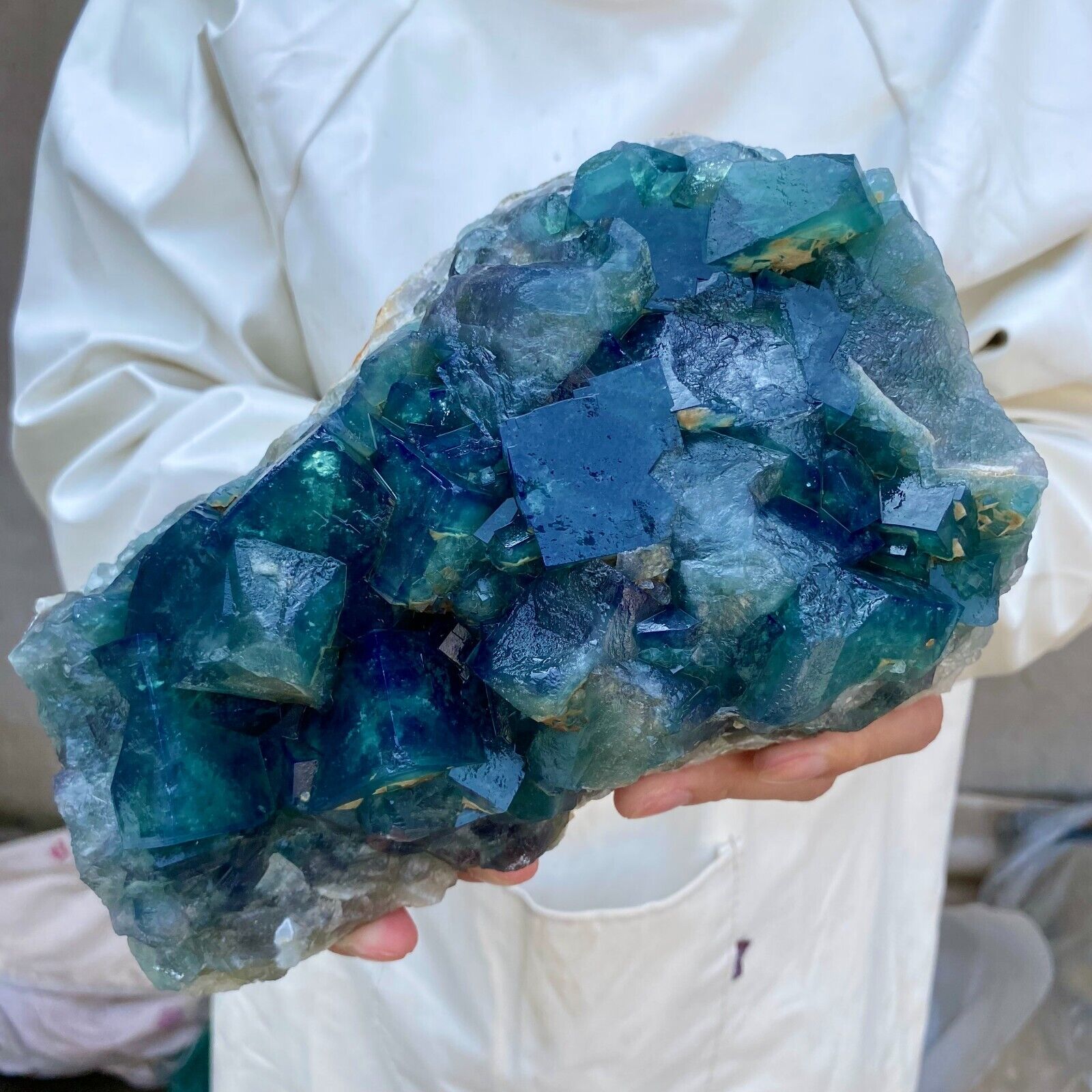 7.8lb Large Natural Green cube FLUORITE Quartz Crystal Cluster Mineral Specimen