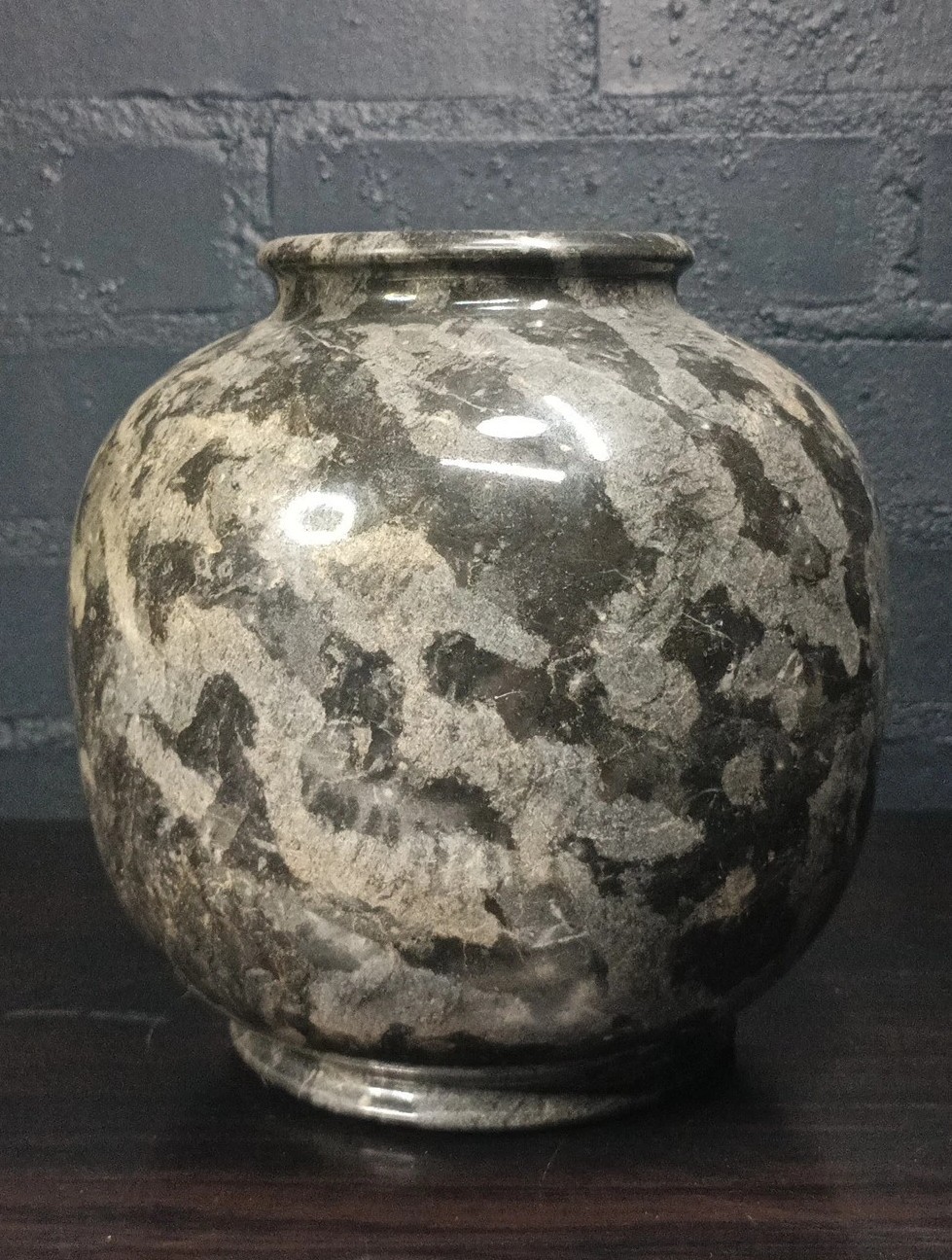 Vintage Black Grey Earthy Tones Marble Vase 7