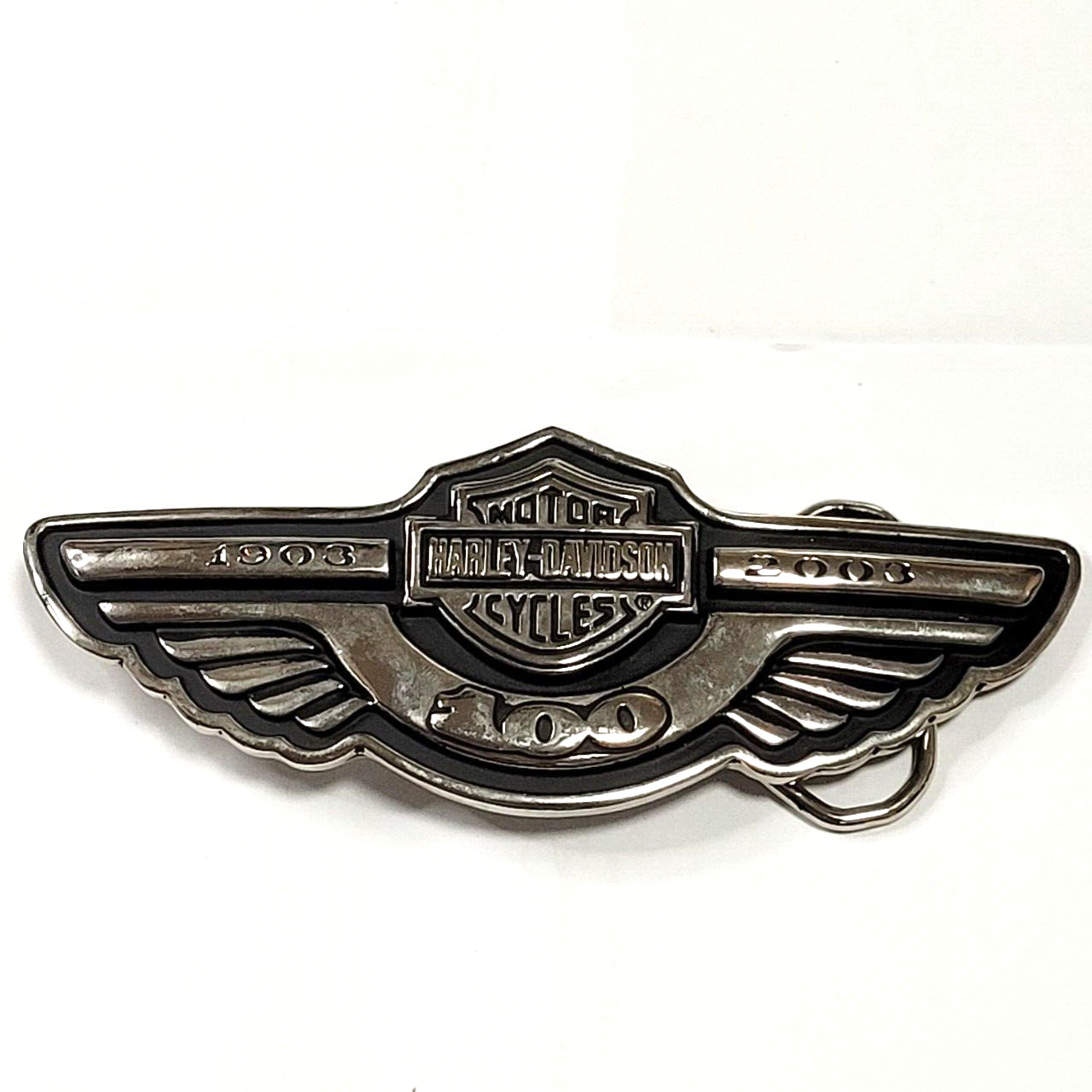 Vintage Harley Davidson Belt Buckle 1903-2003 100th Anniversary Logo Wing Biker