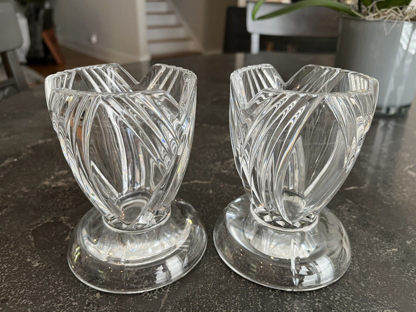 Lenox Crystal Kelly Collection Pillar Candleholder s 4.75in Germany Set of 2