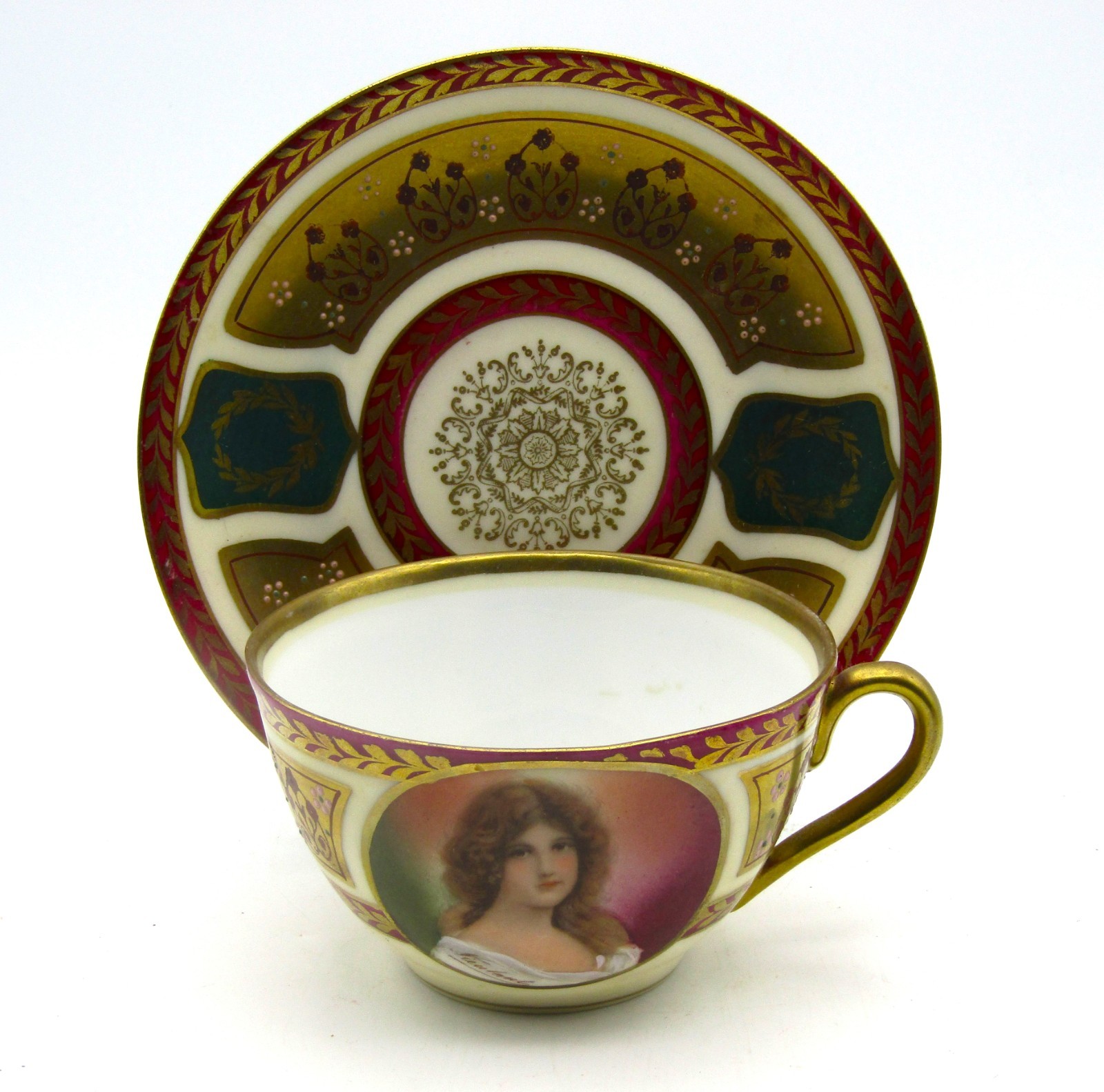 ANT. ROYAL VIENNA PORCELAIN CUP BY NIEULANT (BEEHIVE) & ROYAL SCHWARZBURG SAUCER