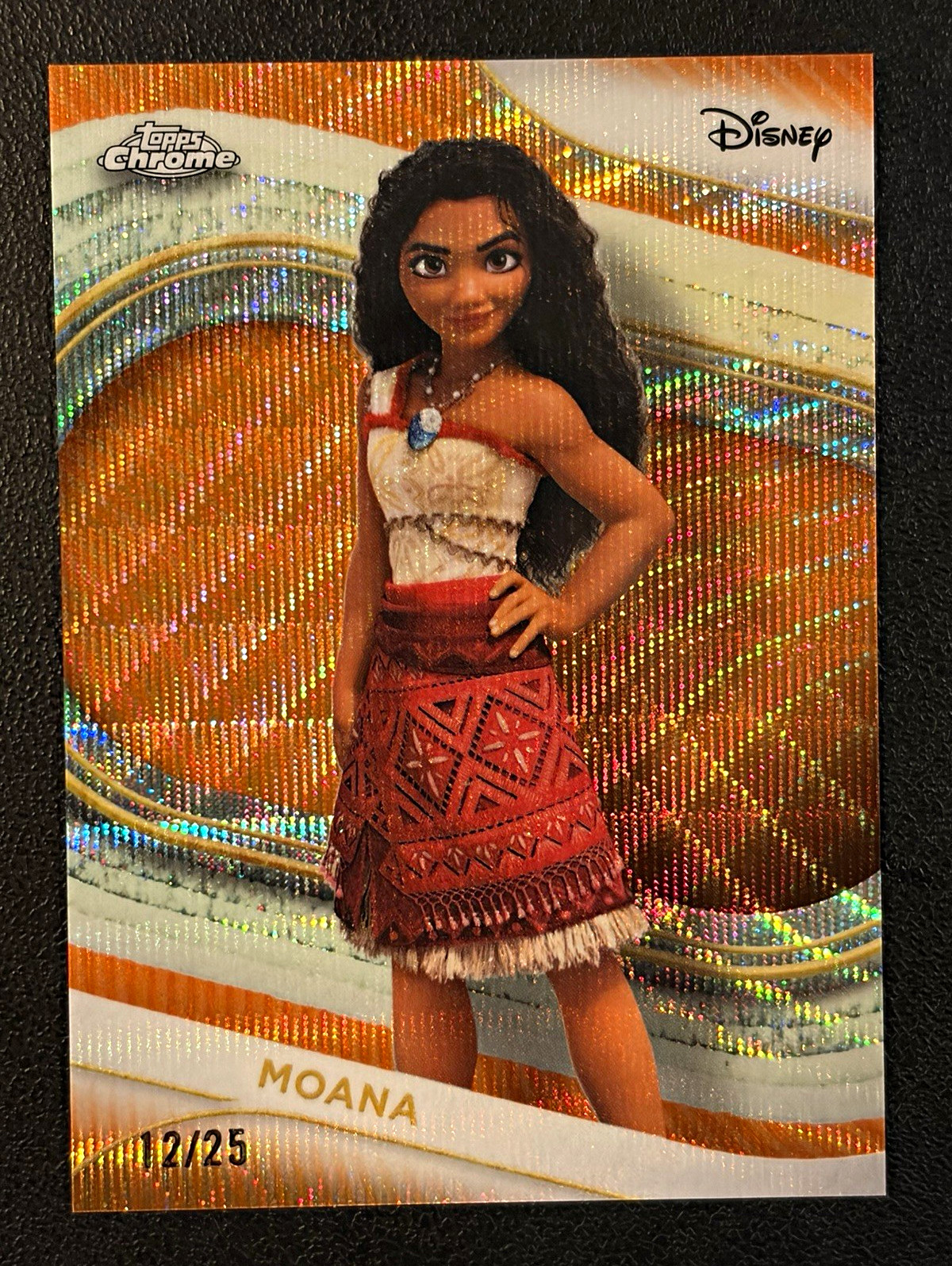 Topps 2025 Chrome Disney Moana Orange Refractor 12/25 #10 Serial Numbered