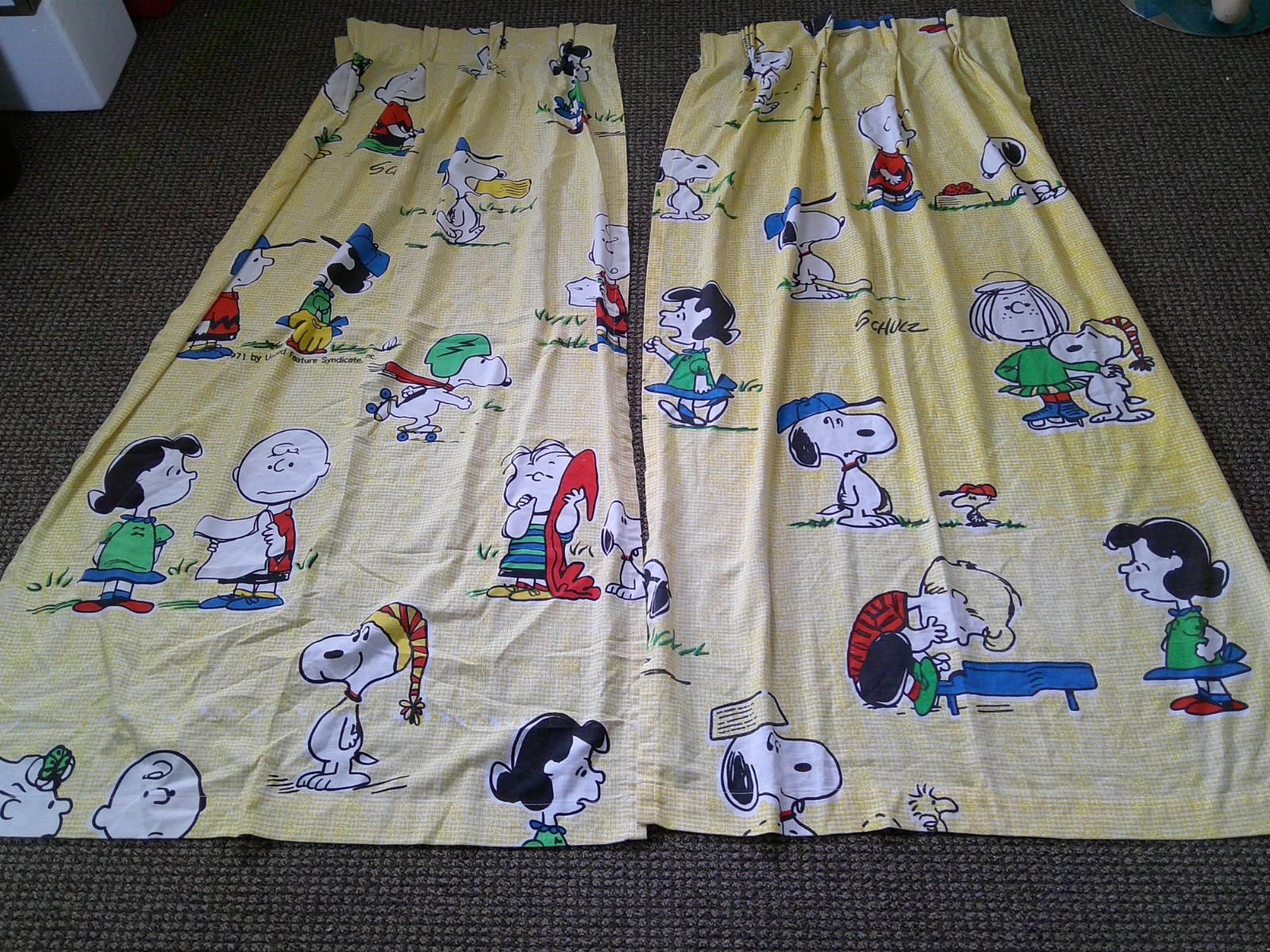 Vtg 70's SNOOPY & Peanuts Gang Pr Curtain Drape Panels 61 Vtg 70's SNOOPY & Peanuts Gang Pr Curtain Drape Panels 61