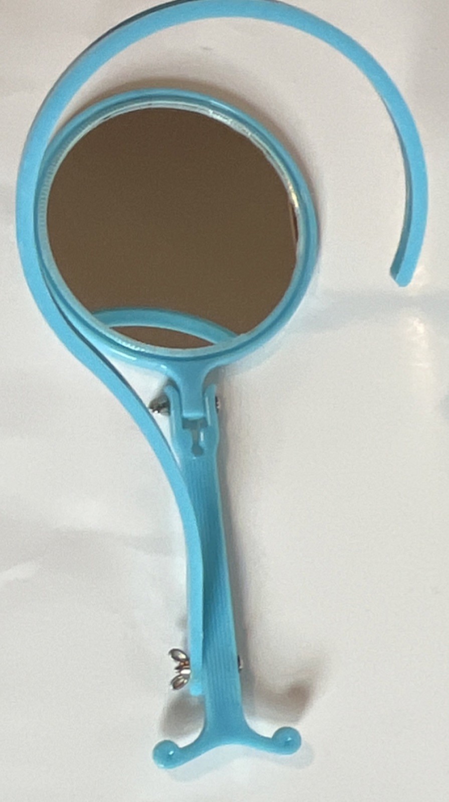 Vintage 1960’s Blue Plastic Vanity Mirror, Double Sided, Tabletop or Wall Hung Vintage 1960’s Blue Plastic Vanity Mirror, Double Sided, Tabletop or Wall Hung