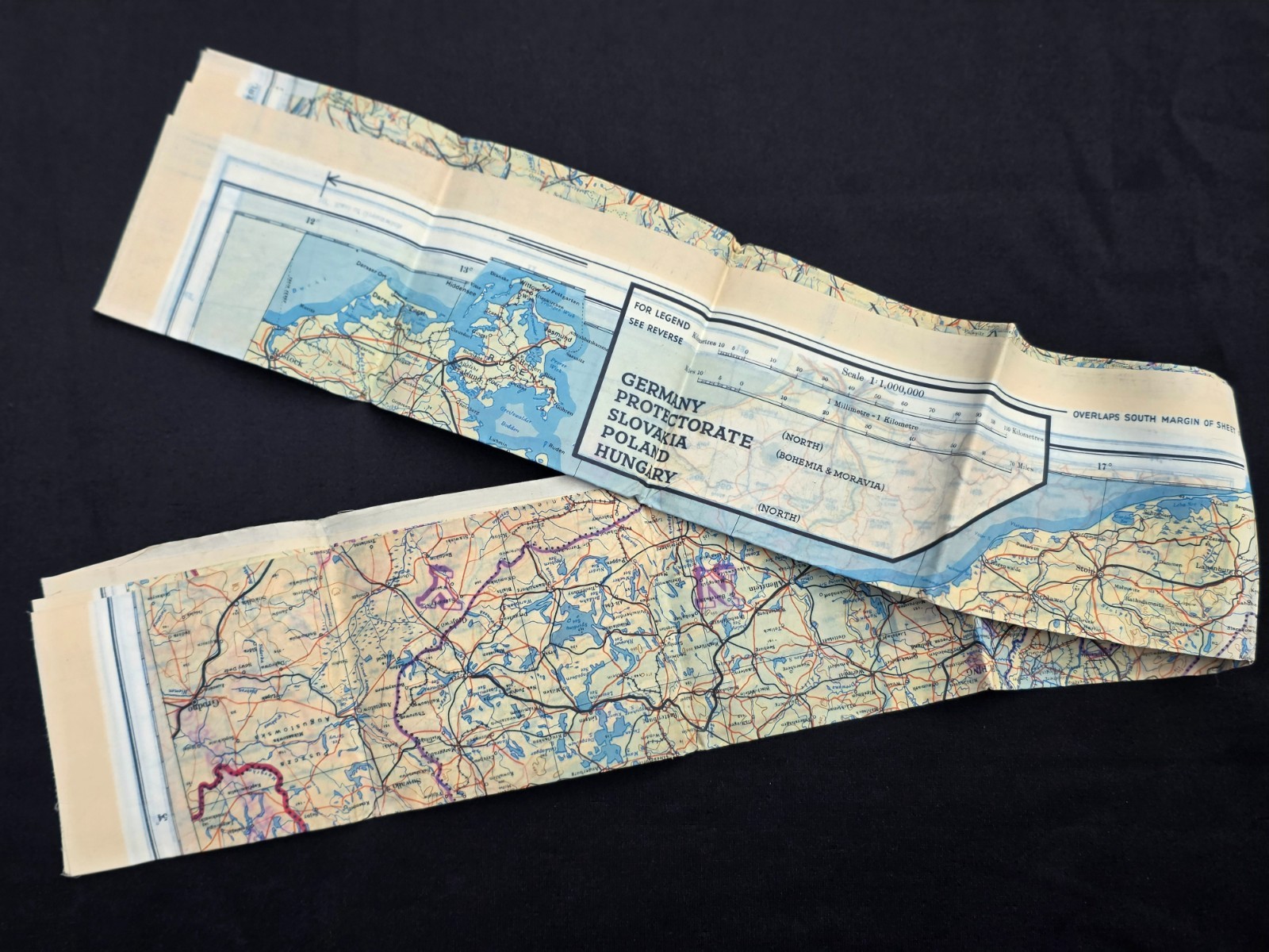 WW2 WWII World War II Era Silk Escape & Evade Map 43/E & F