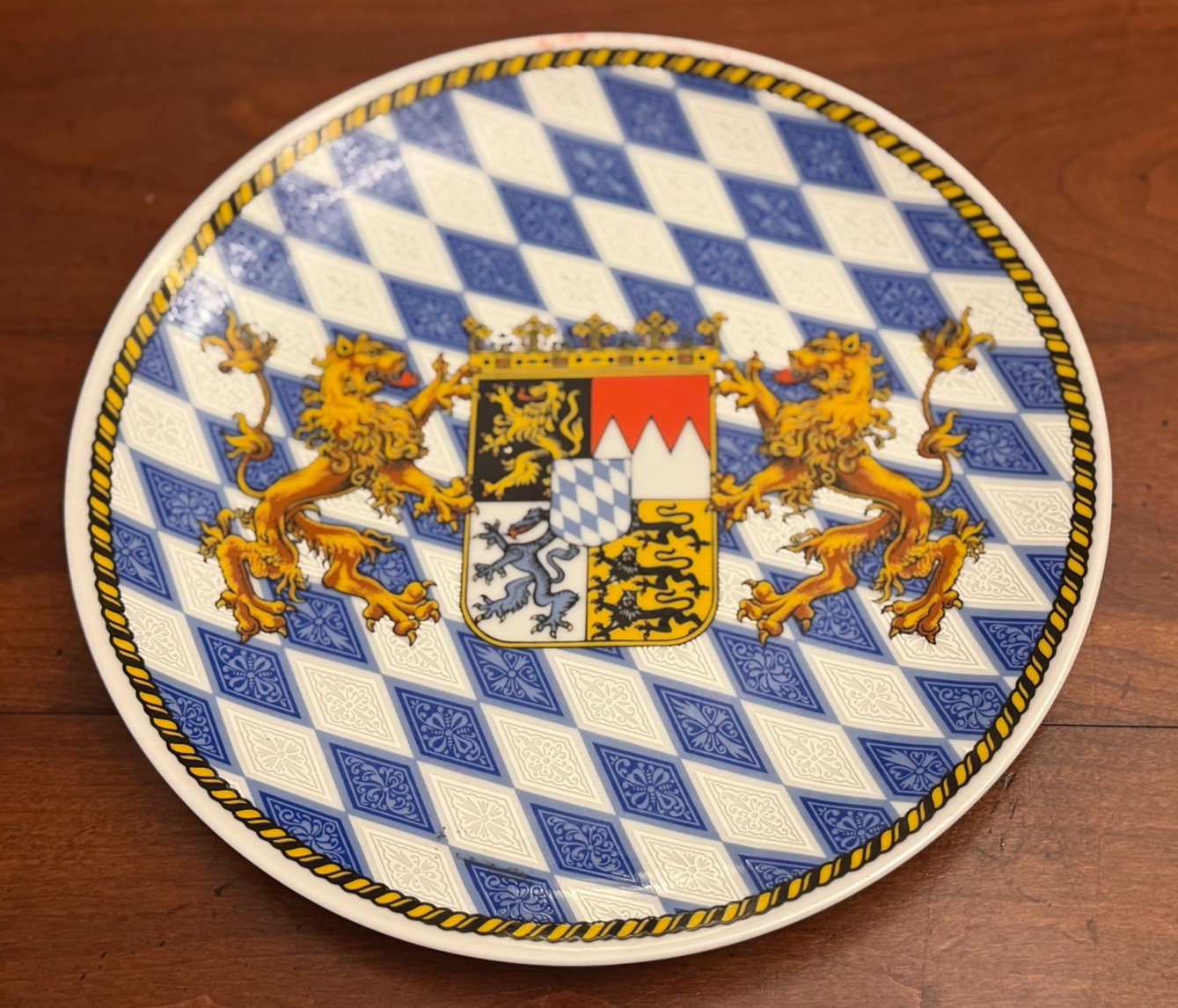 Vintage TK Bavaria Collector Plate German Coat of Arms Blue & White