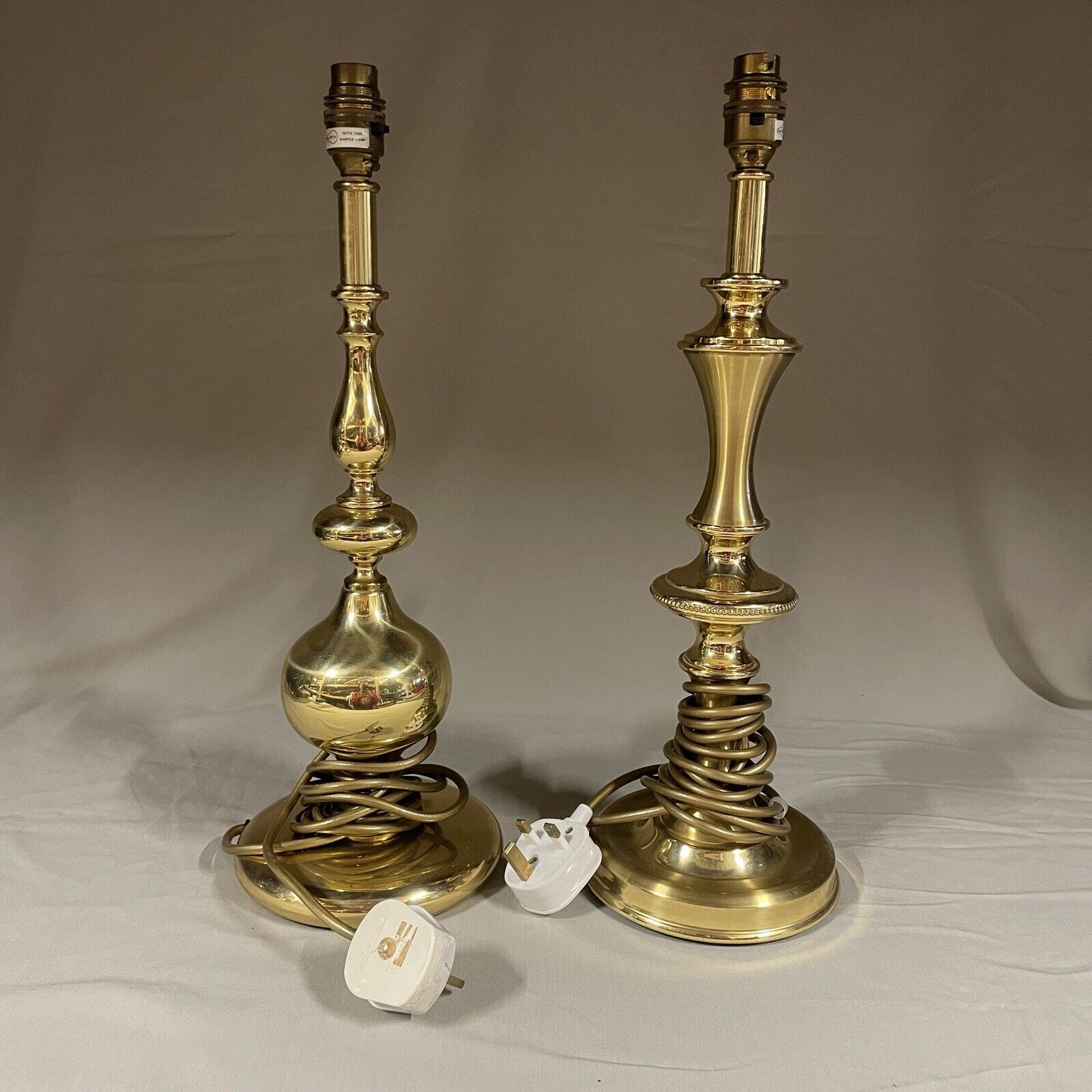Vintage Brass Lamps Bundle x2 Good Working Condition Large 45cm Tall