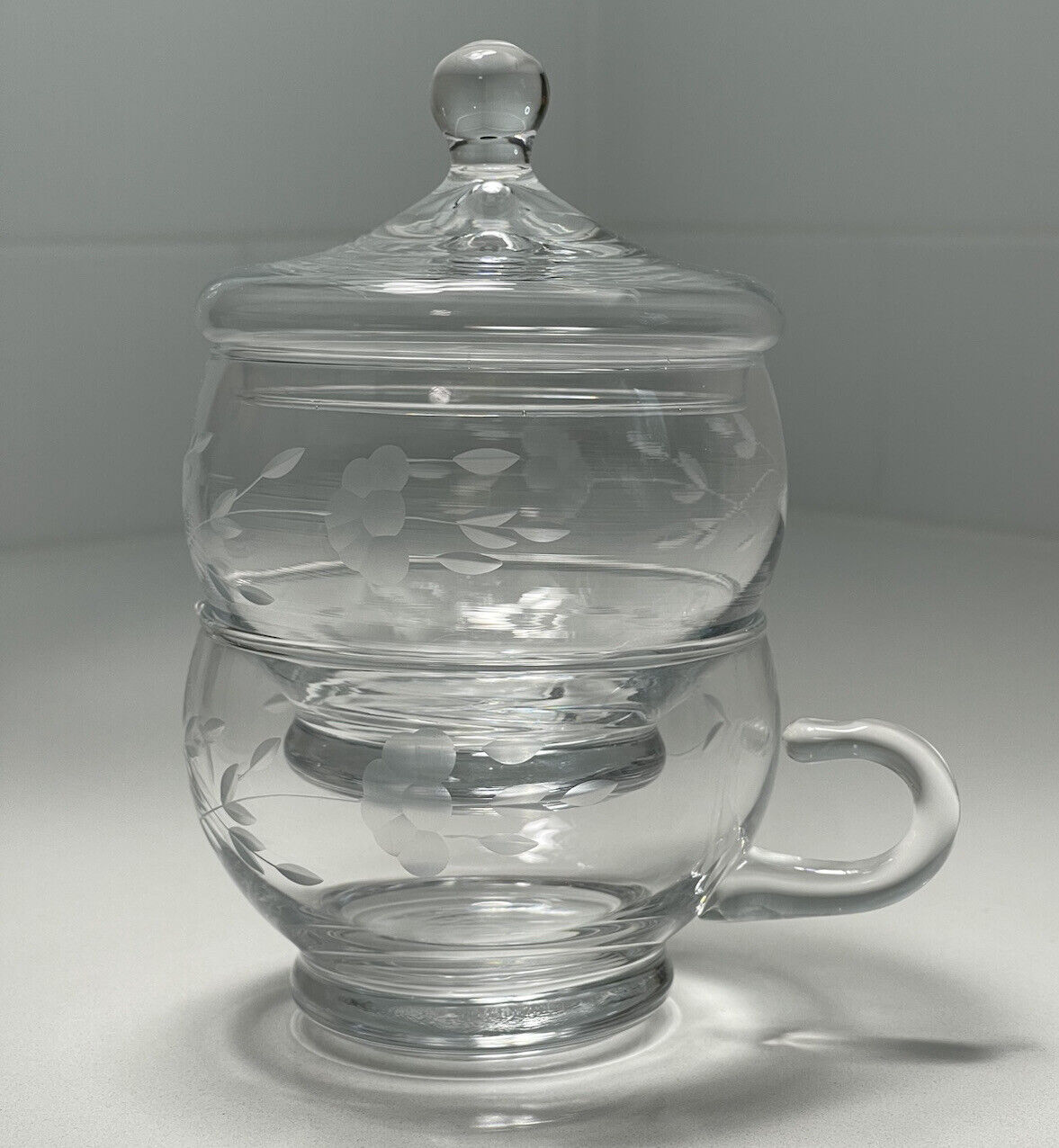 Princess House Heritage Crystal Creamer & Sugar Bowl with Lid Stackable