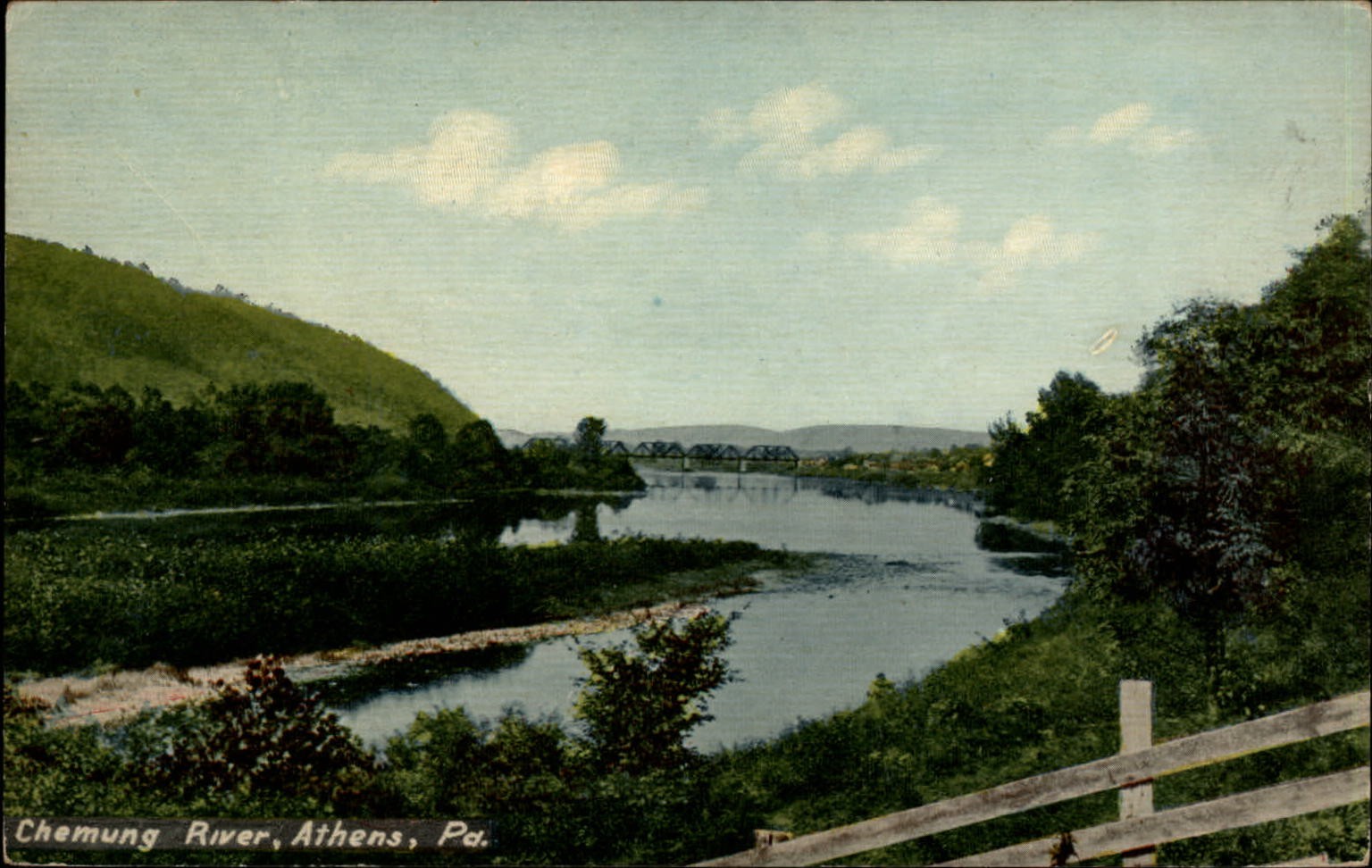 Chemung River Athens Pennsylvania PA ~ railroad? bridge c1910 vintage postcard Chemung River Athens Pennsylvania PA ~ railroad? bridge c1910 vintage postcard