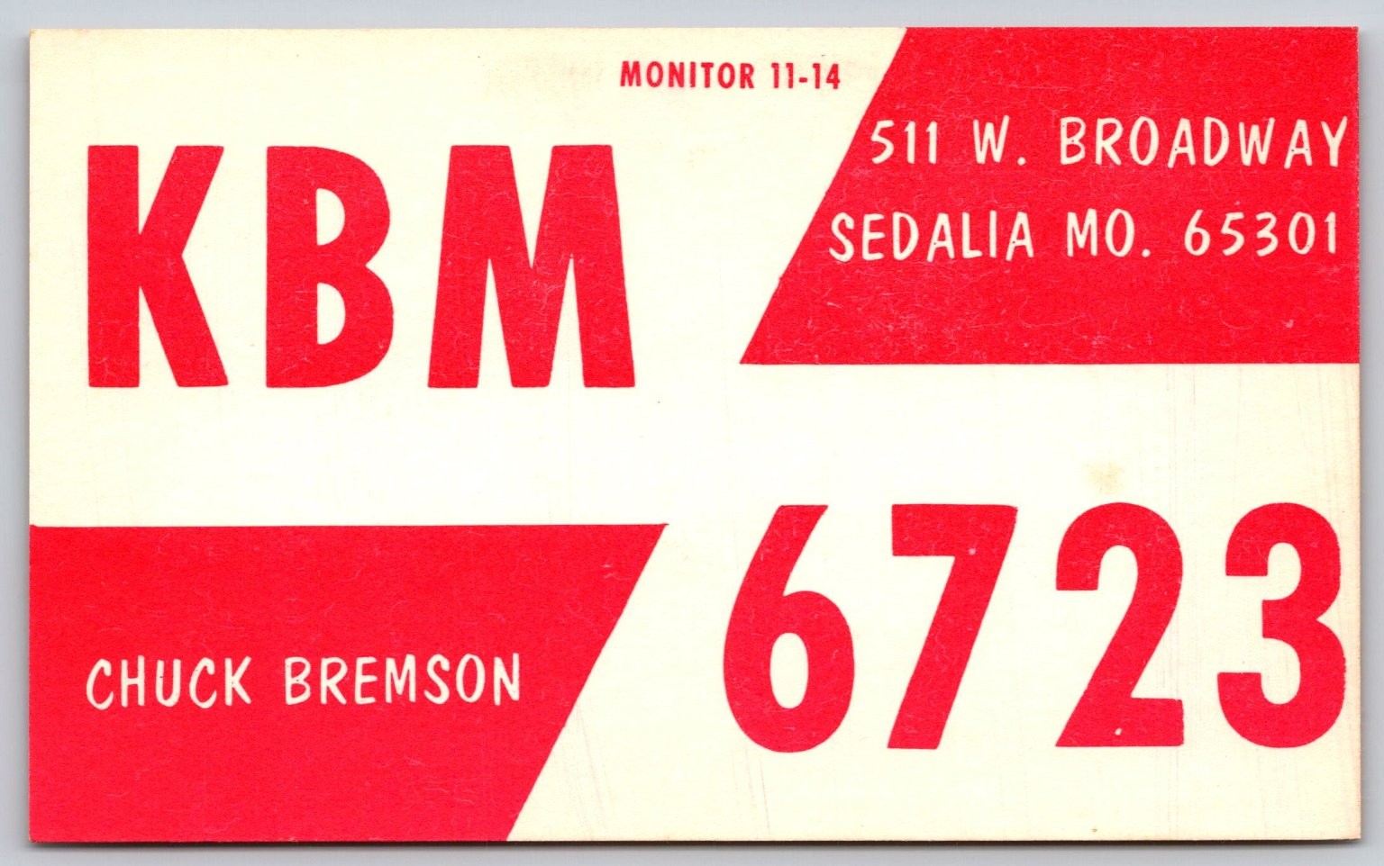 Vintage KBM Sedalia MO 65301 Radio Station Promotional Postcard B141