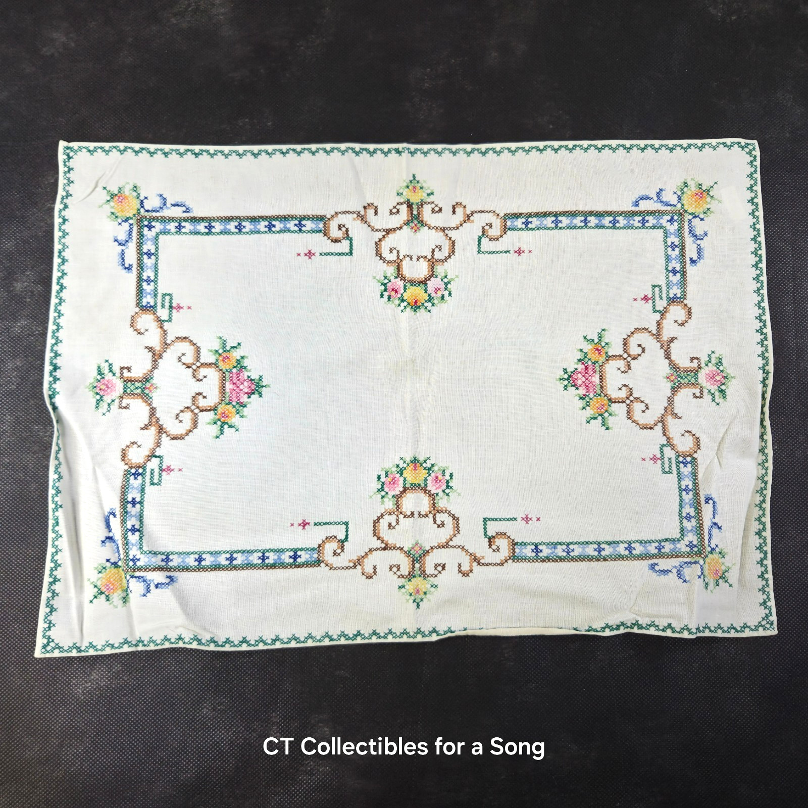 VTGE Embroidered Cross Stitch Tablemat Placemat 18 x 13\ VTGE Embroidered Cross Stitch Tablemat Placemat 18 x 13\