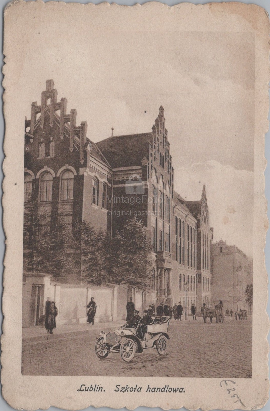 Szkola Handlowa Lublin Poland Auto Kuk Heeresbahn WWI Feldpost Sztuka Postcard