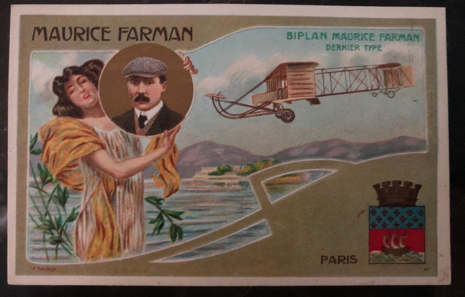 Mint USA Picture Postcard PPC Early Aviation Biplane Maurice Farman Pilot Mint USA Picture Postcard PPC Early Aviation Biplane Maurice Farman Pilot