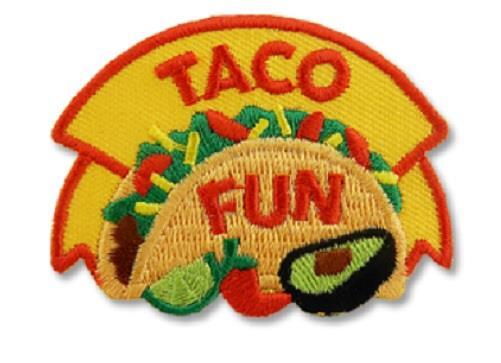 Girl Boy Cub TACO FUN Making Patches Badge SCOUT GUIDES Tacos Eating Cook Off