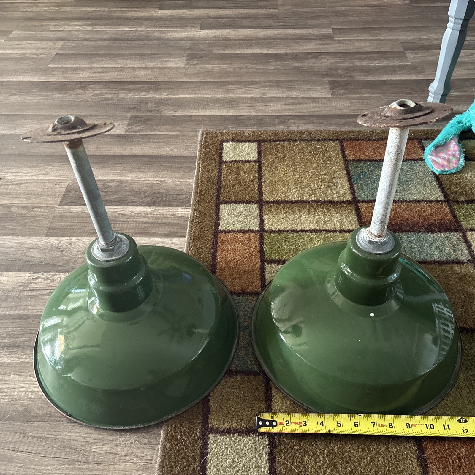 1930’ ABolite Vintage 14”Green -  Porcelain Lights Pair