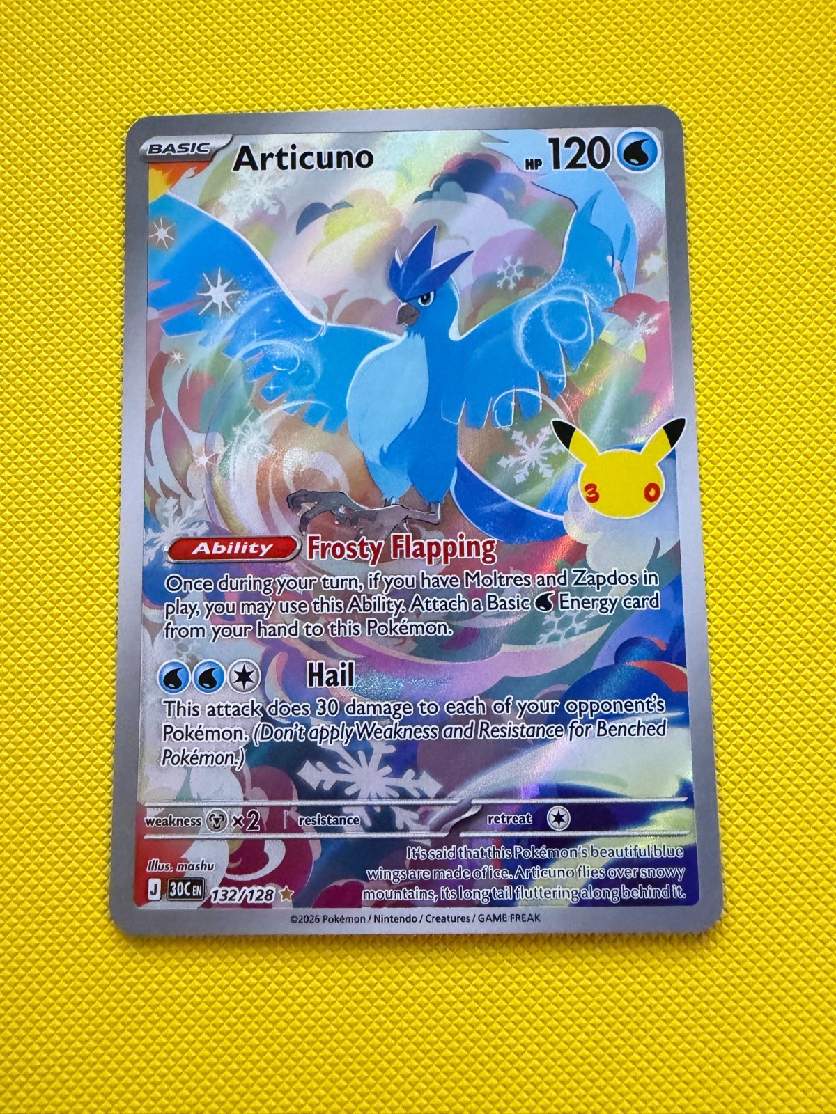 Articuno Holo Illustration Rare ME: 30th Celebration 132/128 NM 