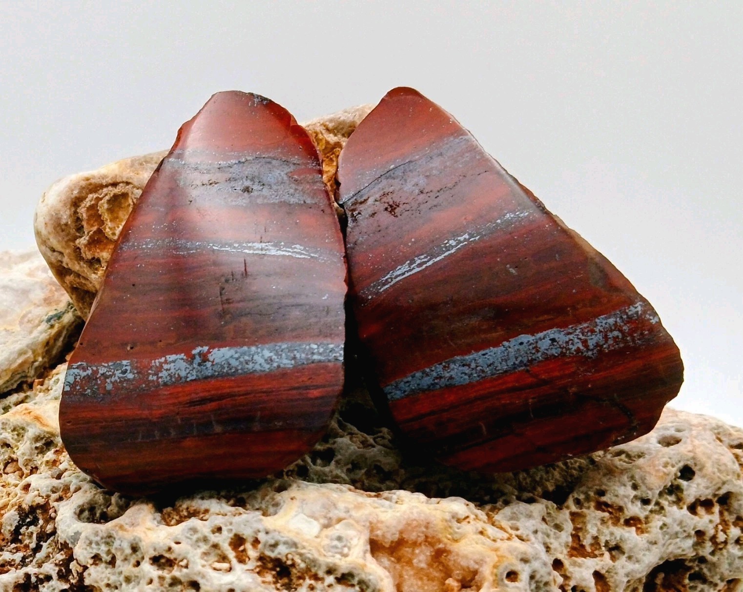 Red Jasper Banded Iron Specimen Pair- Face Polish ( 2.50oz)