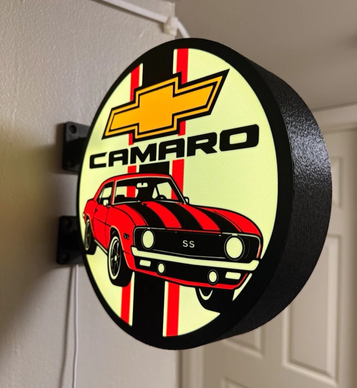 Chevrolet Camaro Lighted Round Double-Sided Wall Sign - Automobiles Theme