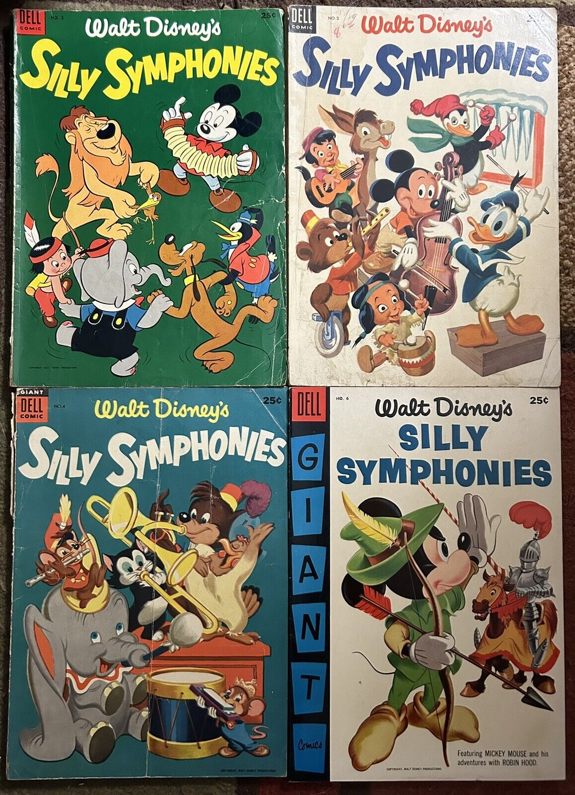 Walt Disney Silly Symphonies 2 3 4 6 (Dell Giant) Lower To Mid-grade 1953-56