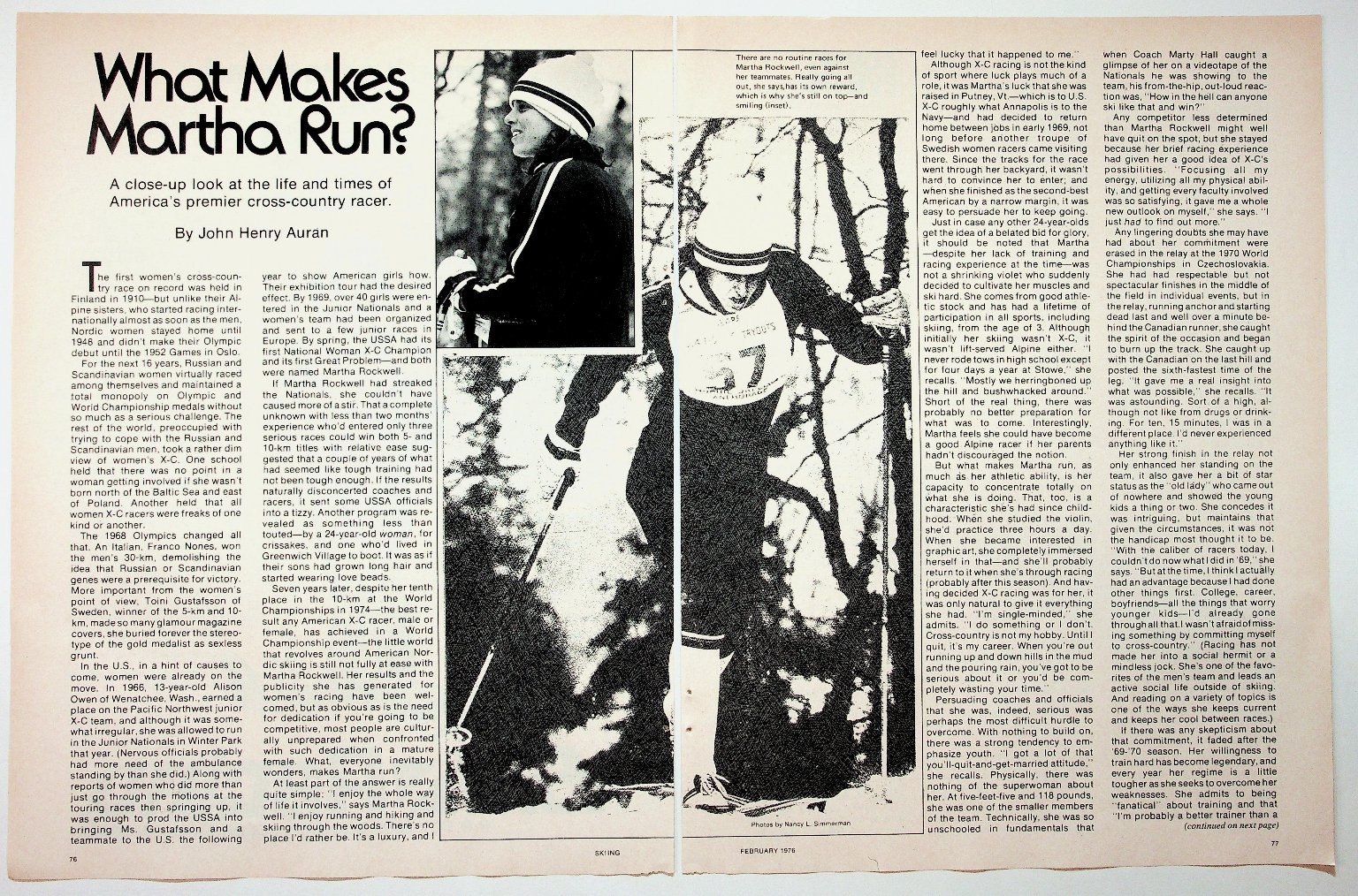 1975 SKIING Magazine Article Martha Rockwell Cross-Country Racer Ephemera