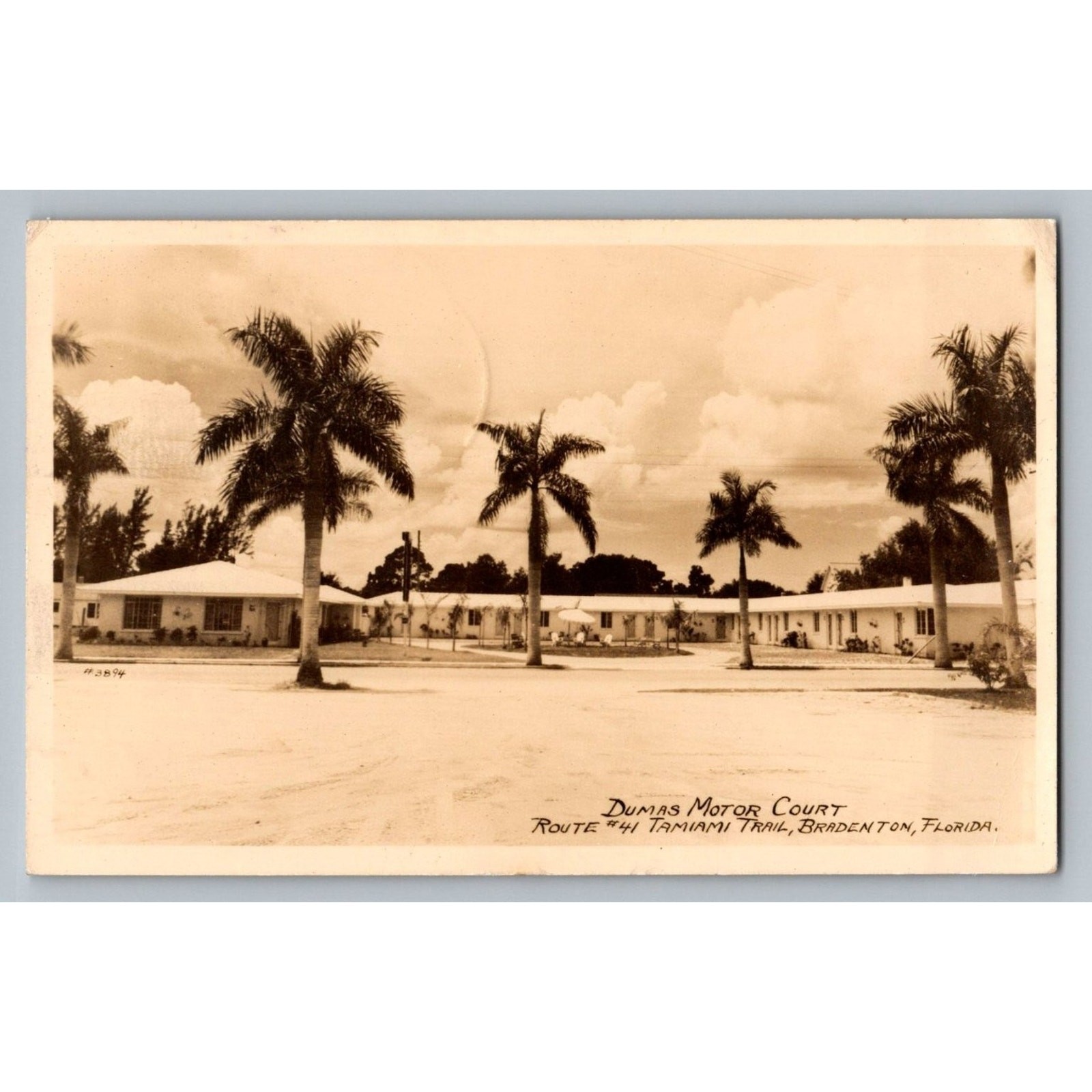Vintage RPPC Dumas Motor Court Bradenton Florida Tamiami Trail 1940s Postcard