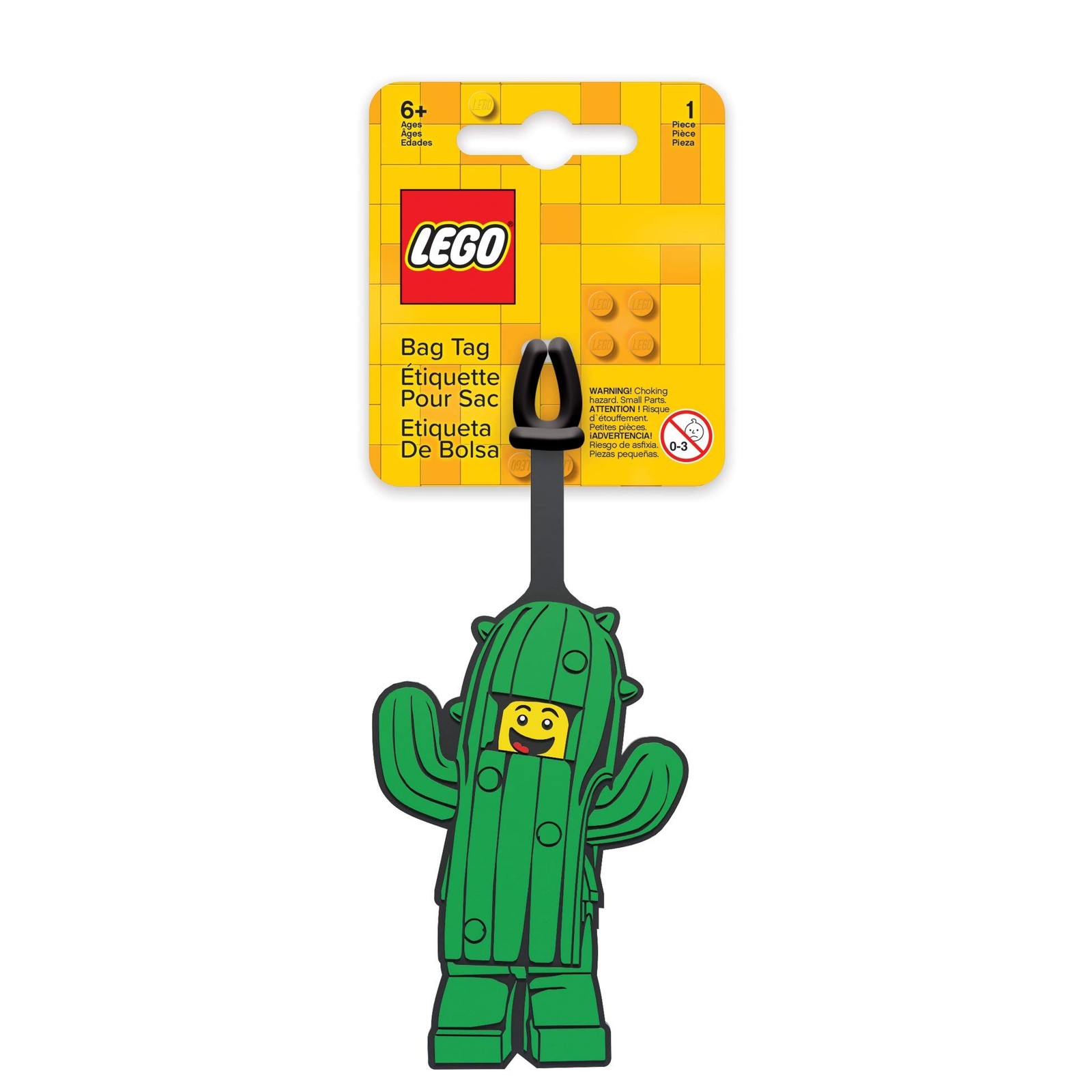 IQ LEGO Cactus Boy Luggage Tag - Green, Silicone, 7*2.5 Inches, Writable Surf...