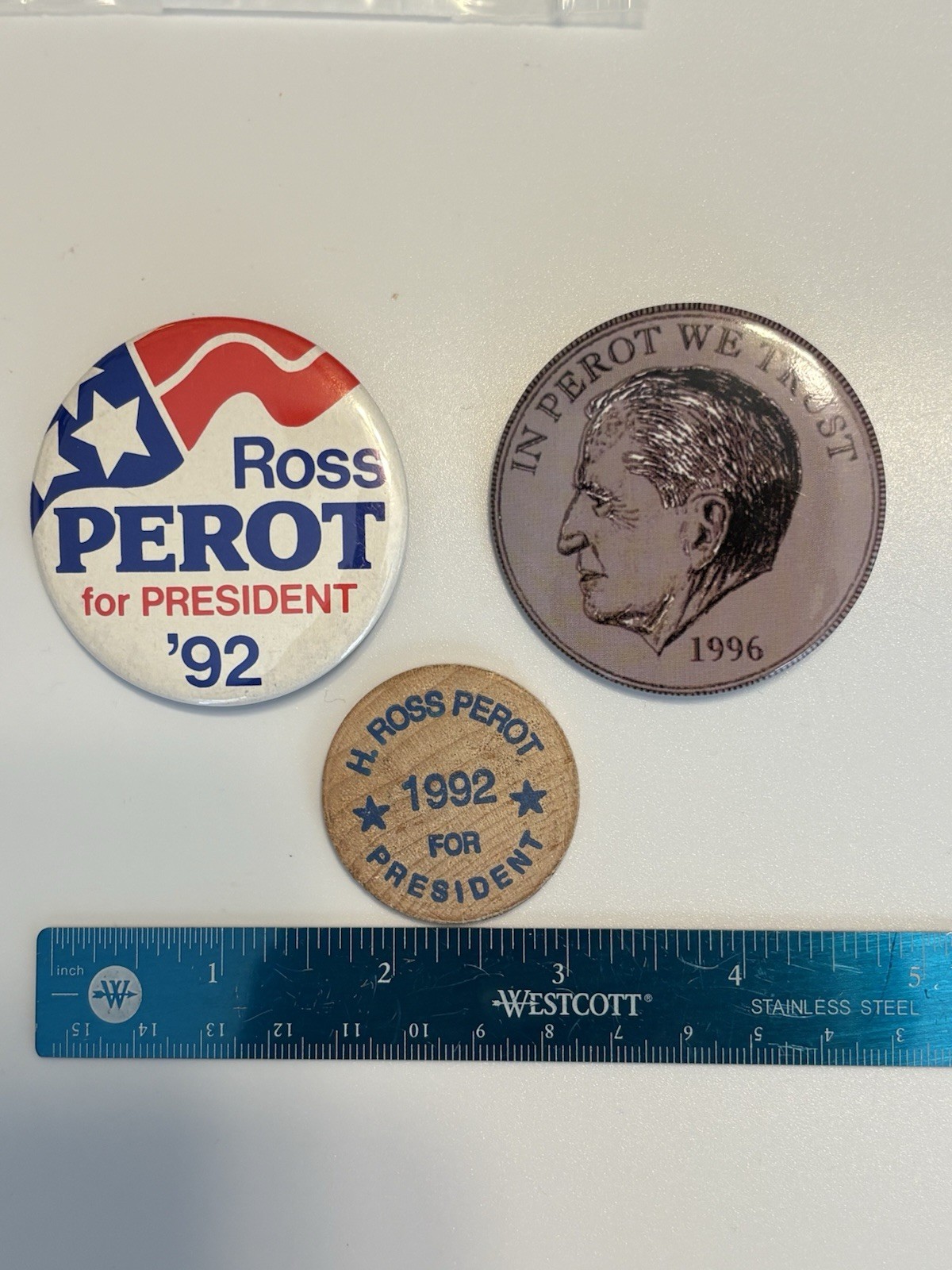 Vintage Ross Perot Political Buttons 1992 & 1996 3-Piece Lot