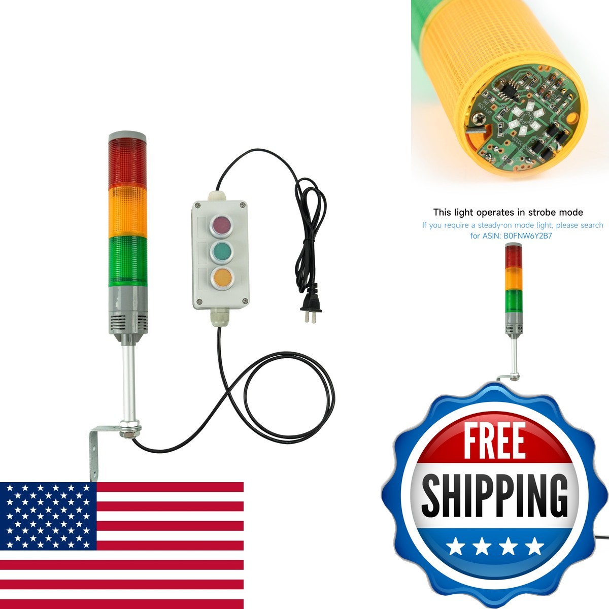 DIANS LTA-50W-3 3 Stack LED Signal Tower Light Flashing DC24V Industrial