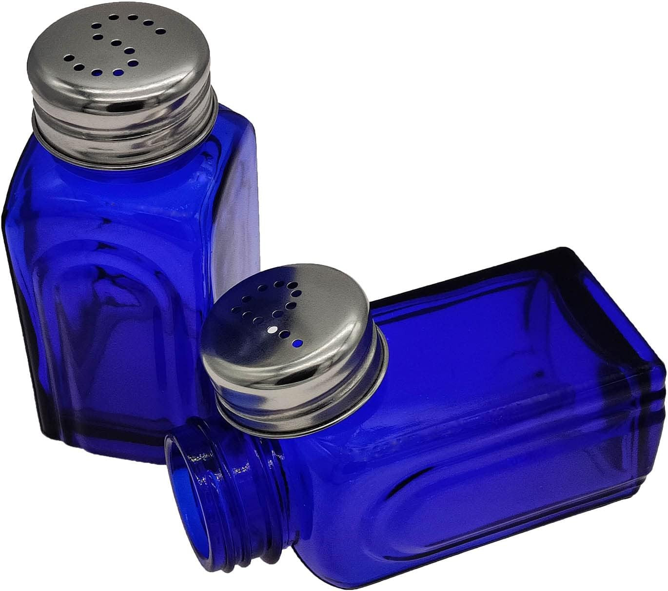 Ritadeshop Retro Glass Salt and Pepper Shakers (Cobalt Blue)