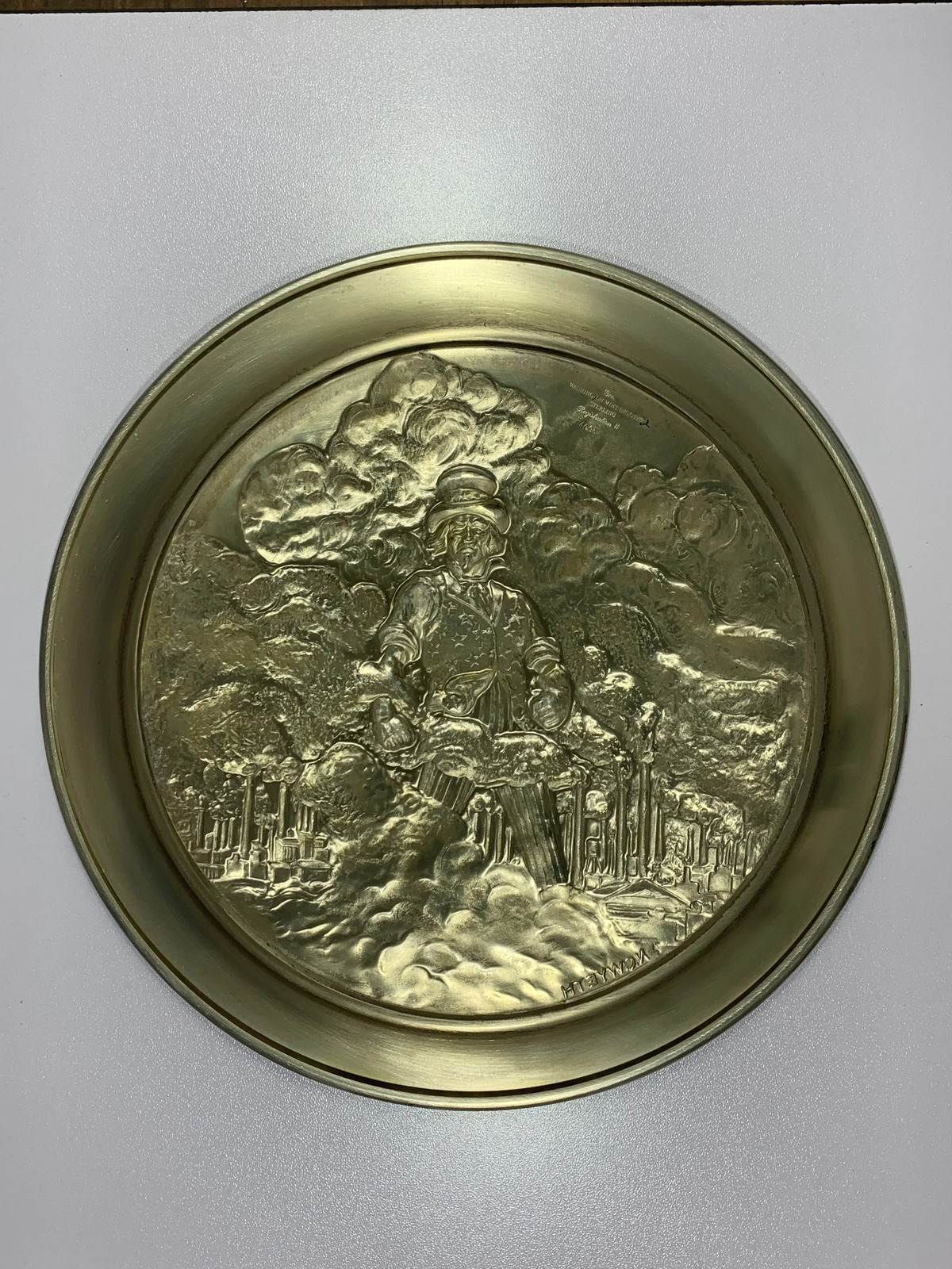 Uncle Sam Arsenal Of Democracy Sterling Silver Plate Washington Mint (NC Wyeth) 
