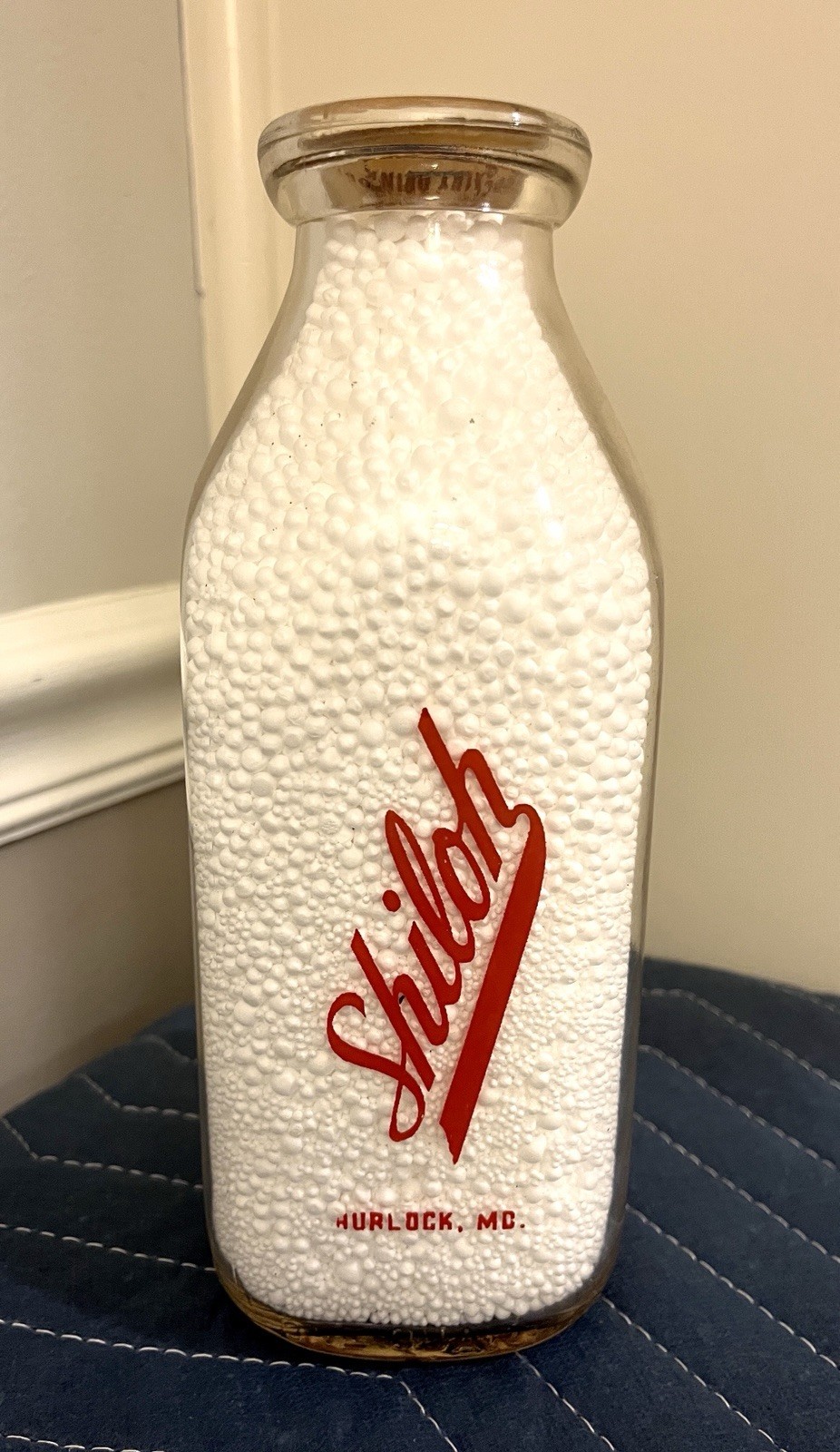 Shiloh DAIRY Hurlock Maryland Milk Bottle TRPQ Quart Dorchester County