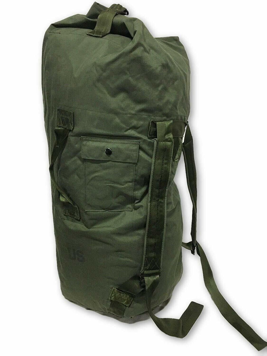 Military Duffel Bag USGI OD Green Nylon Carry Straps Army Duffel