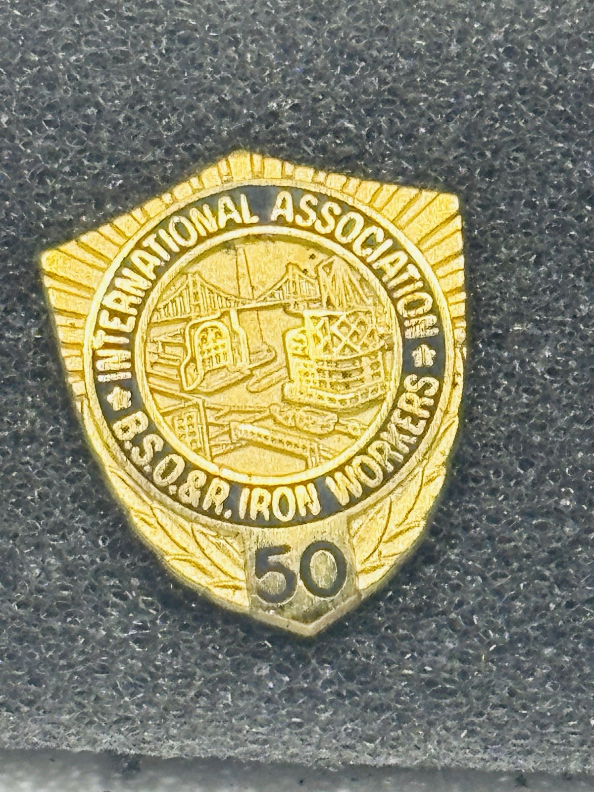 50 Year Service  Intl Assn Bridge Structural Ornamental Iron Workers Lapel Pin