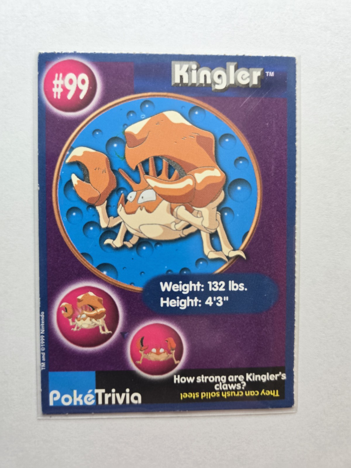 Pokémon Kingler 1999 PokéTrivia The First Movie #99 Card AA59