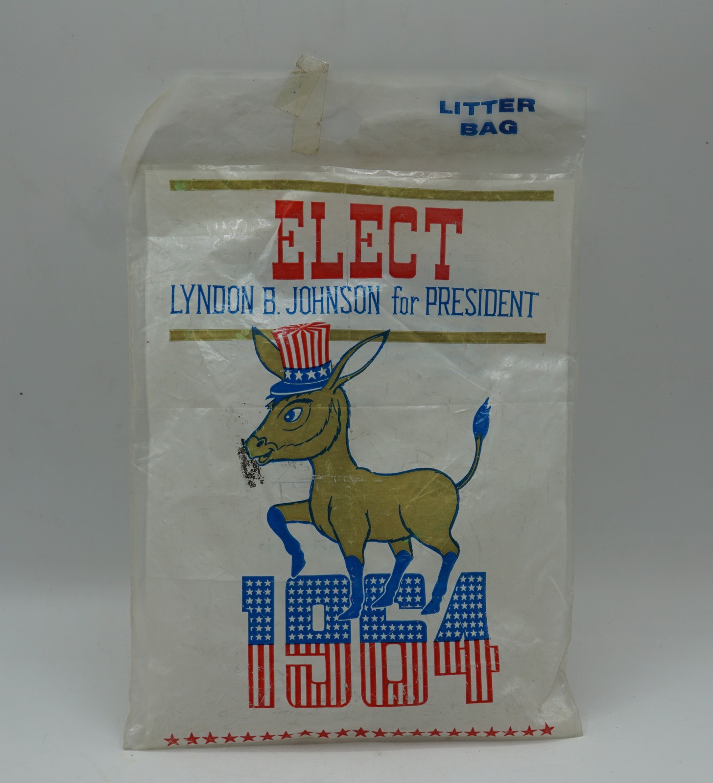 Vtg 1964 Lyndon B Johnson LBJ for President Political Campaign Litter Bag