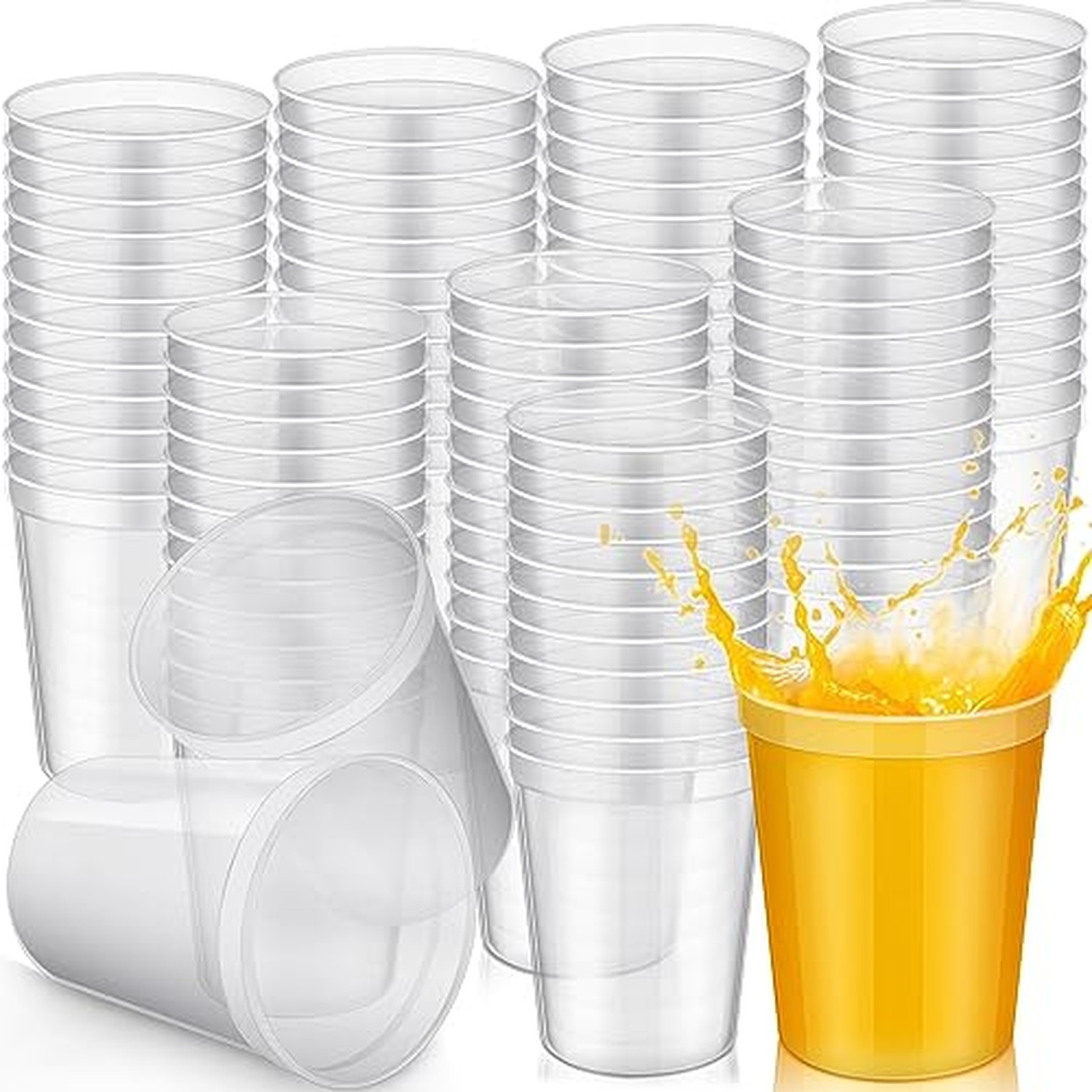 Yungyan 100 Pack 16 oz Reusable Plastic Stadium Party Cups, Clear