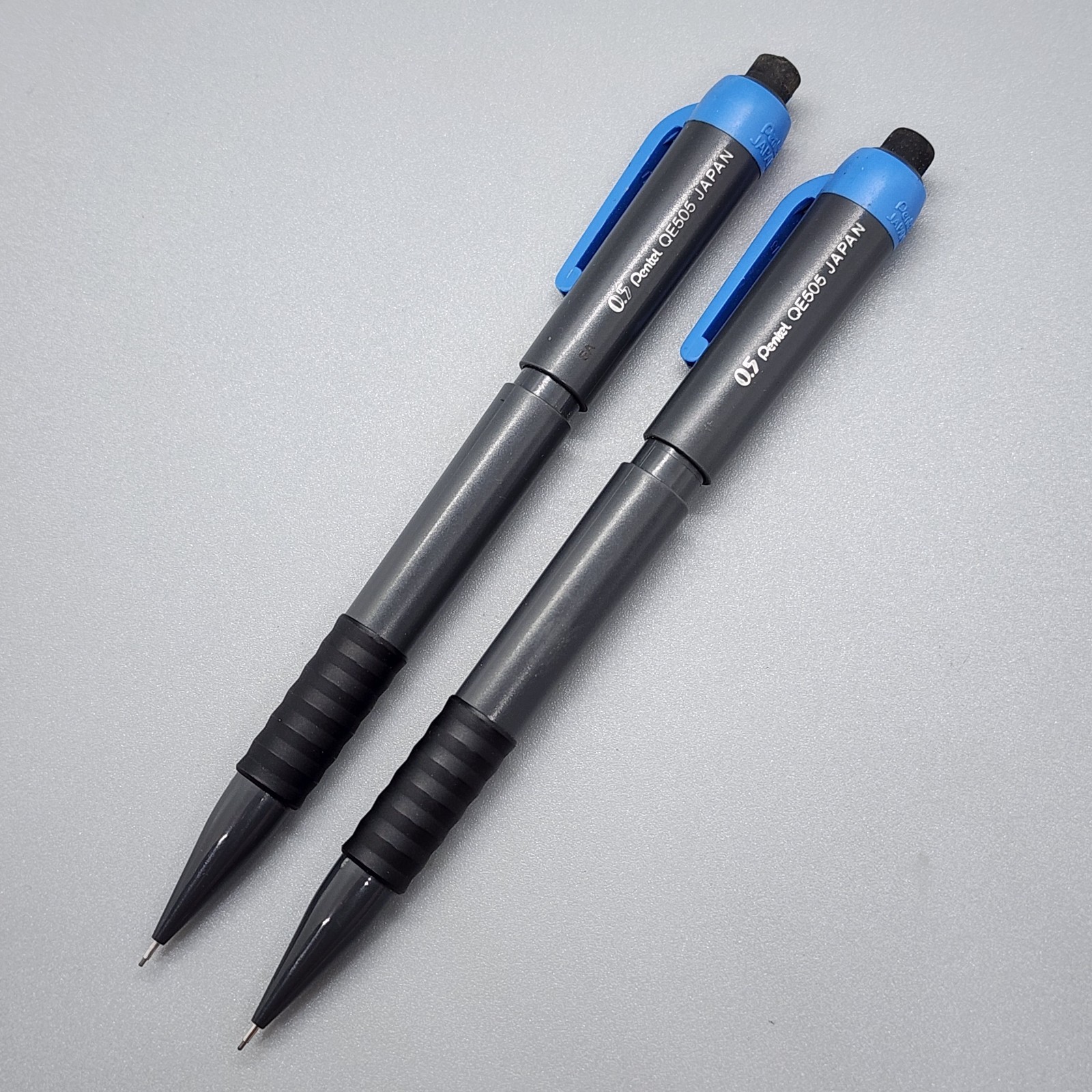 x2 Vintage Pentel QE505 Mechanical Pencil Twist Erase 0.5 Japan TESTED WORKING 